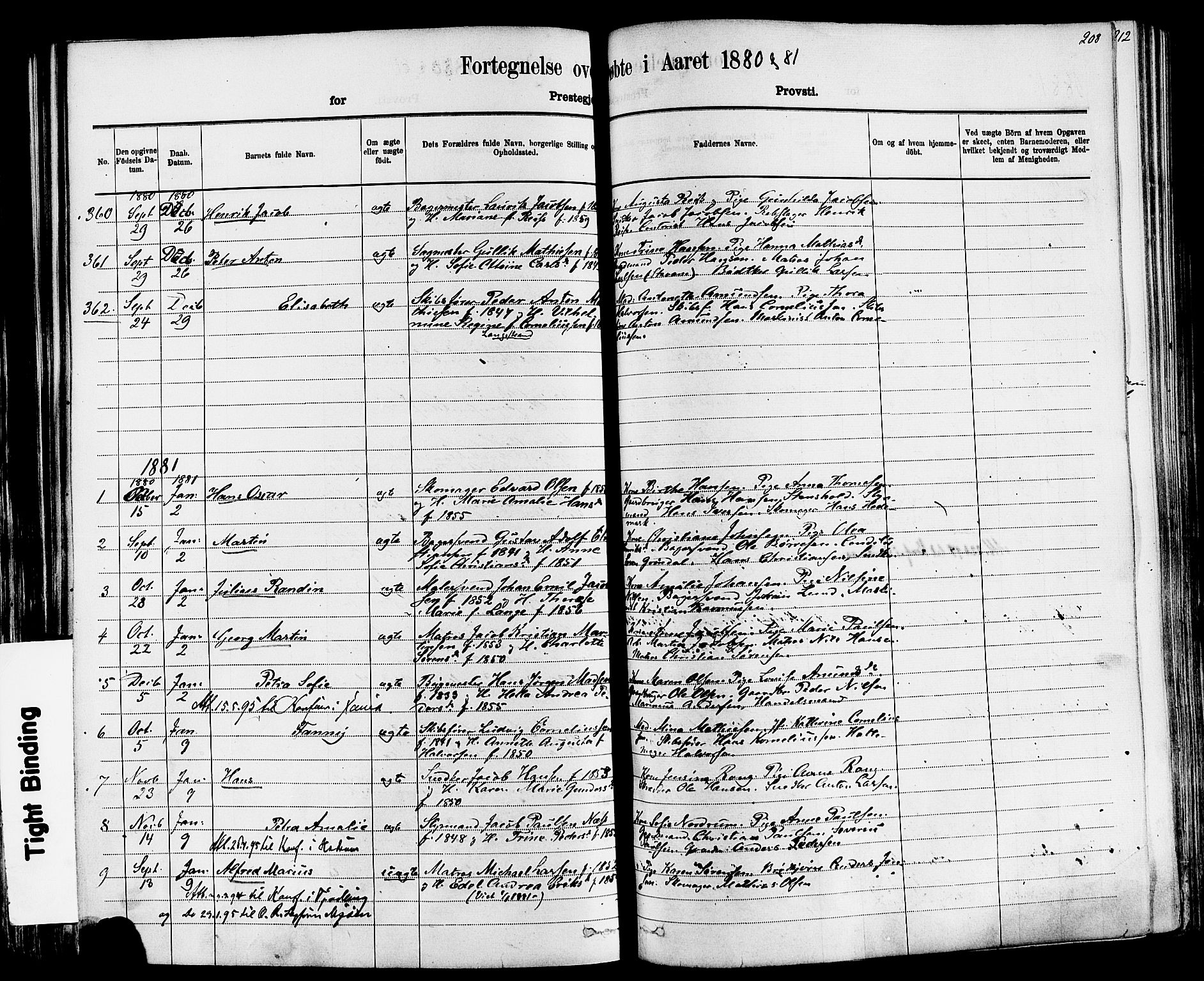 Larvik kirkebøker, AV/SAKO-A-352/F/Fa/L0006: Parish register (official) no. I 6, 1871-1883, p. 208