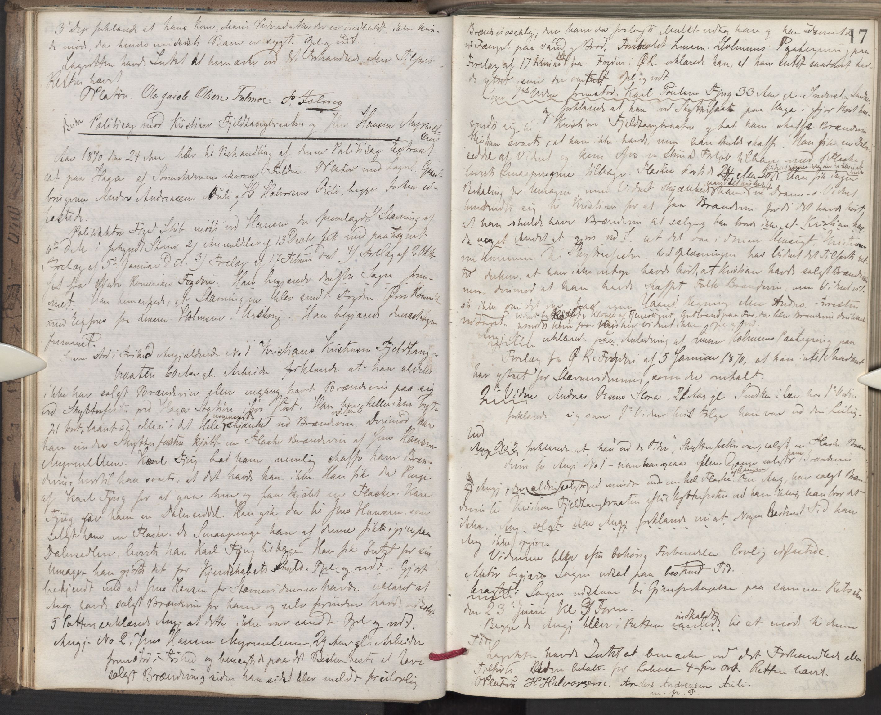 Nes tingrett, AV/SAO-A-10548/F/Fc/Fcb/L0007: Ekstrarettsprotokoll "Q", 1870-1874, p. 16b-17a