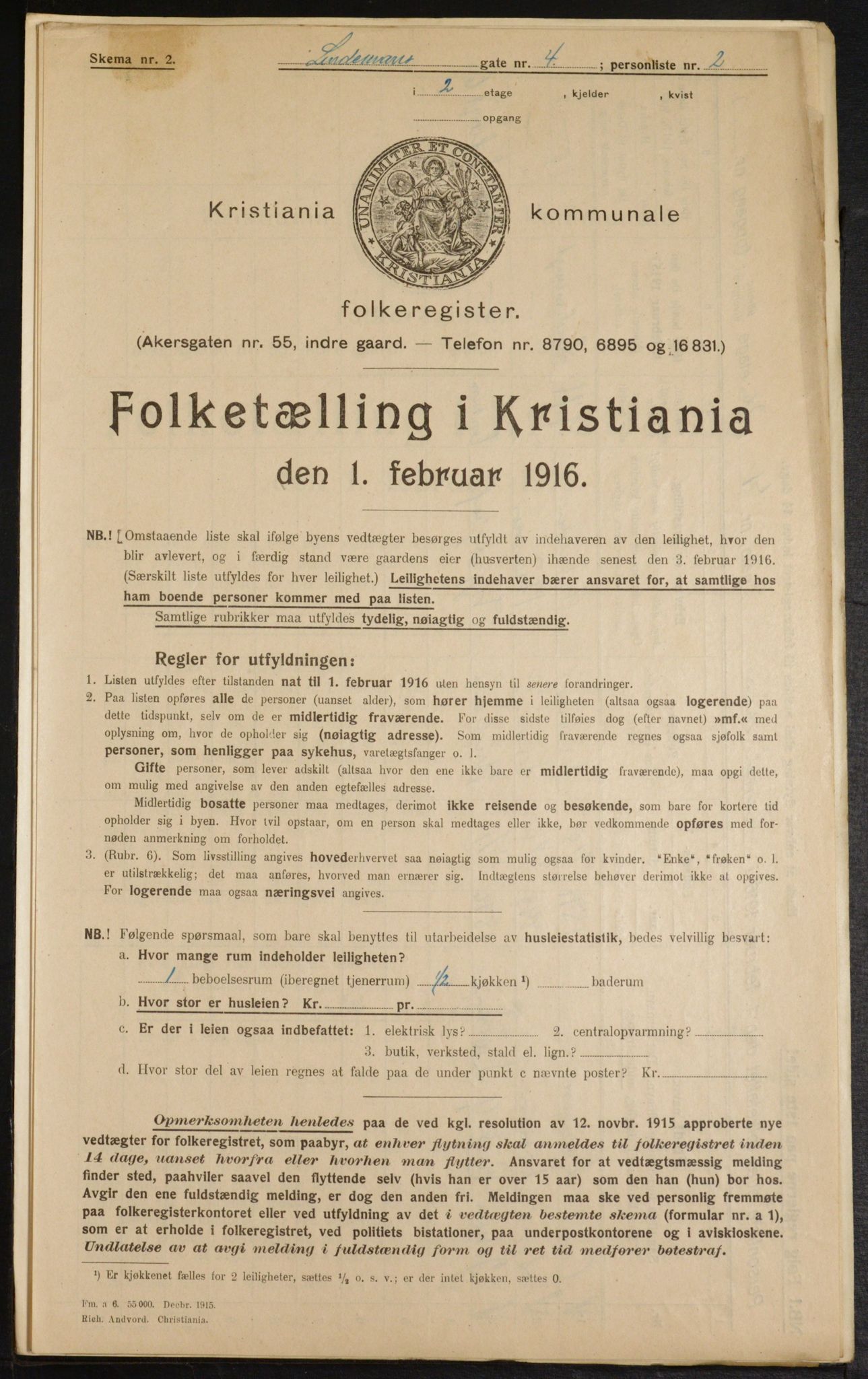 OBA, Municipal Census 1916 for Kristiania, 1916, p. 58925