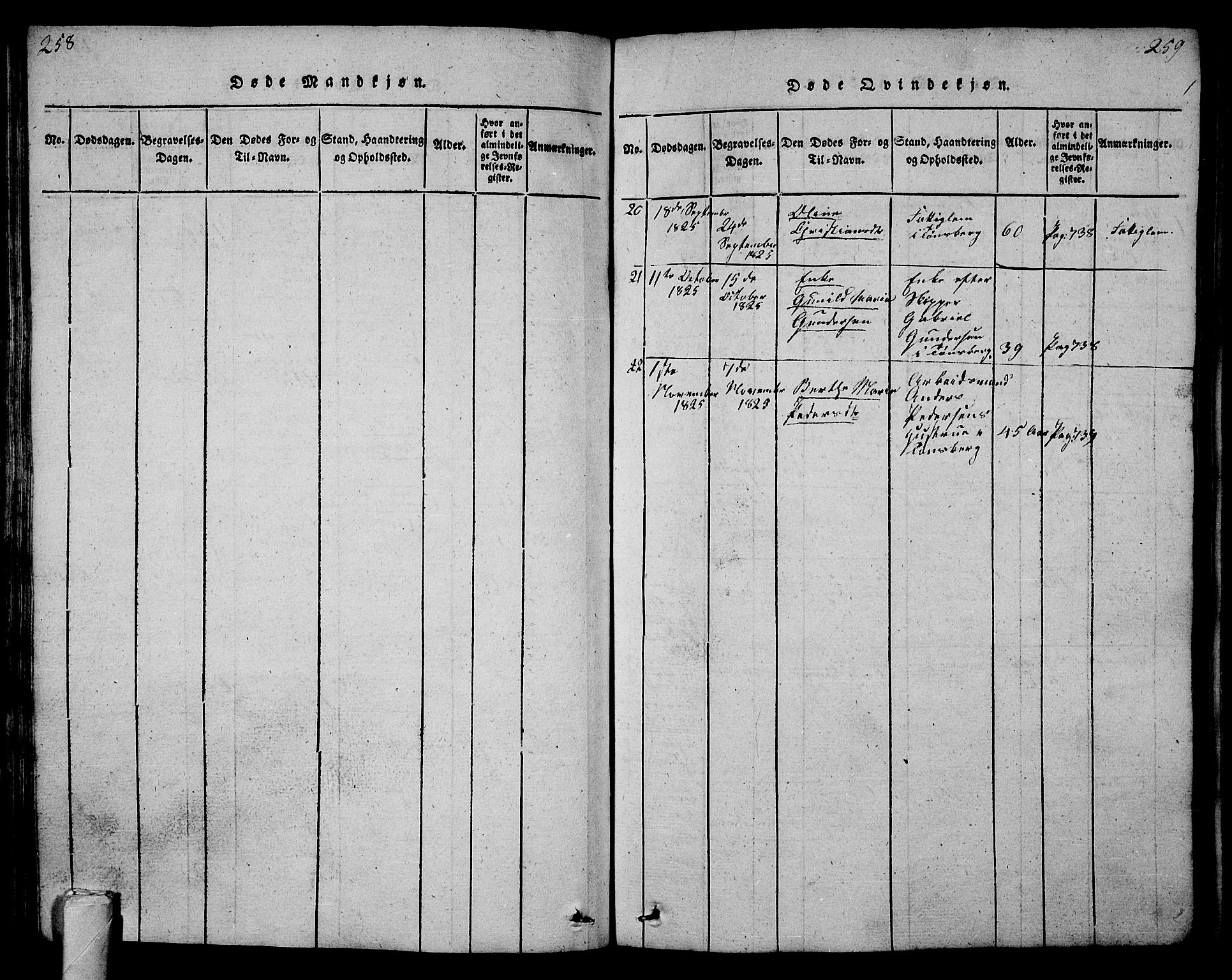 Tønsberg kirkebøker, SAKO/A-330/G/Ga/L0001: Parish register (copy) no. 1, 1813-1826, p. 258-259