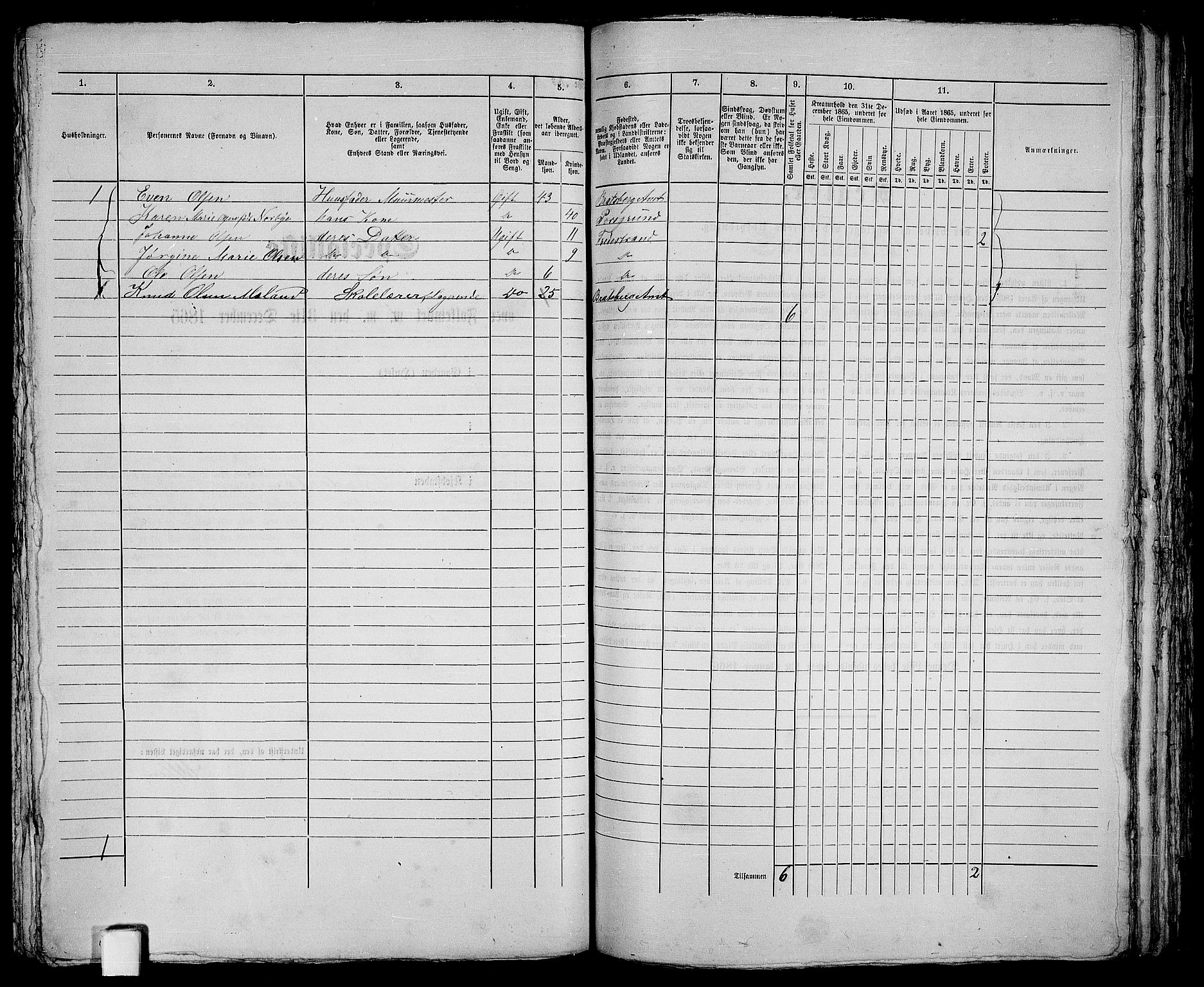 RA, 1865 census for Holt/Tvedestrand, 1865, p. 227