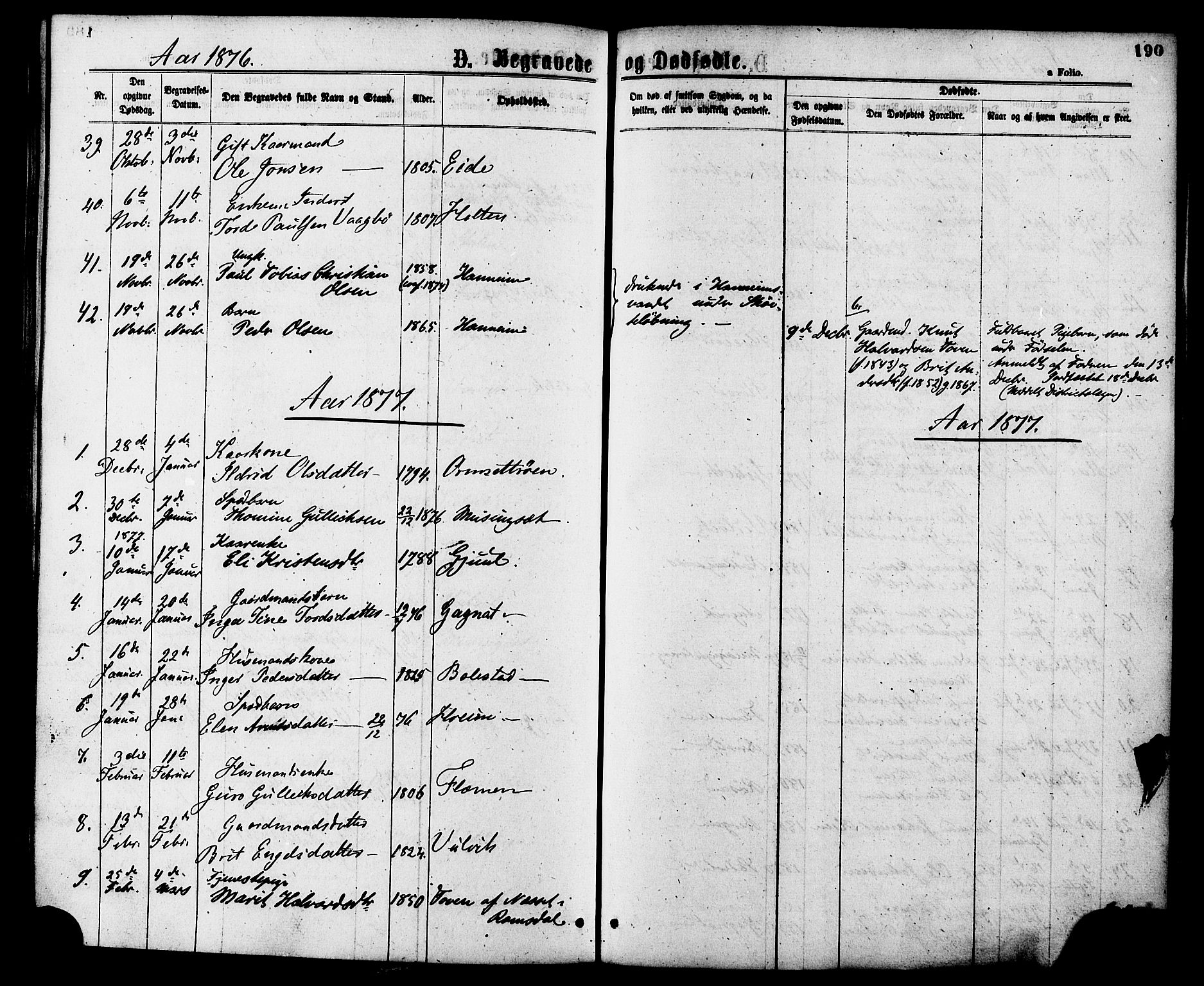 Ministerialprotokoller, klokkerbøker og fødselsregistre - Møre og Romsdal, SAT/A-1454/586/L0986: Parish register (official) no. 586A12, 1867-1878, p. 190
