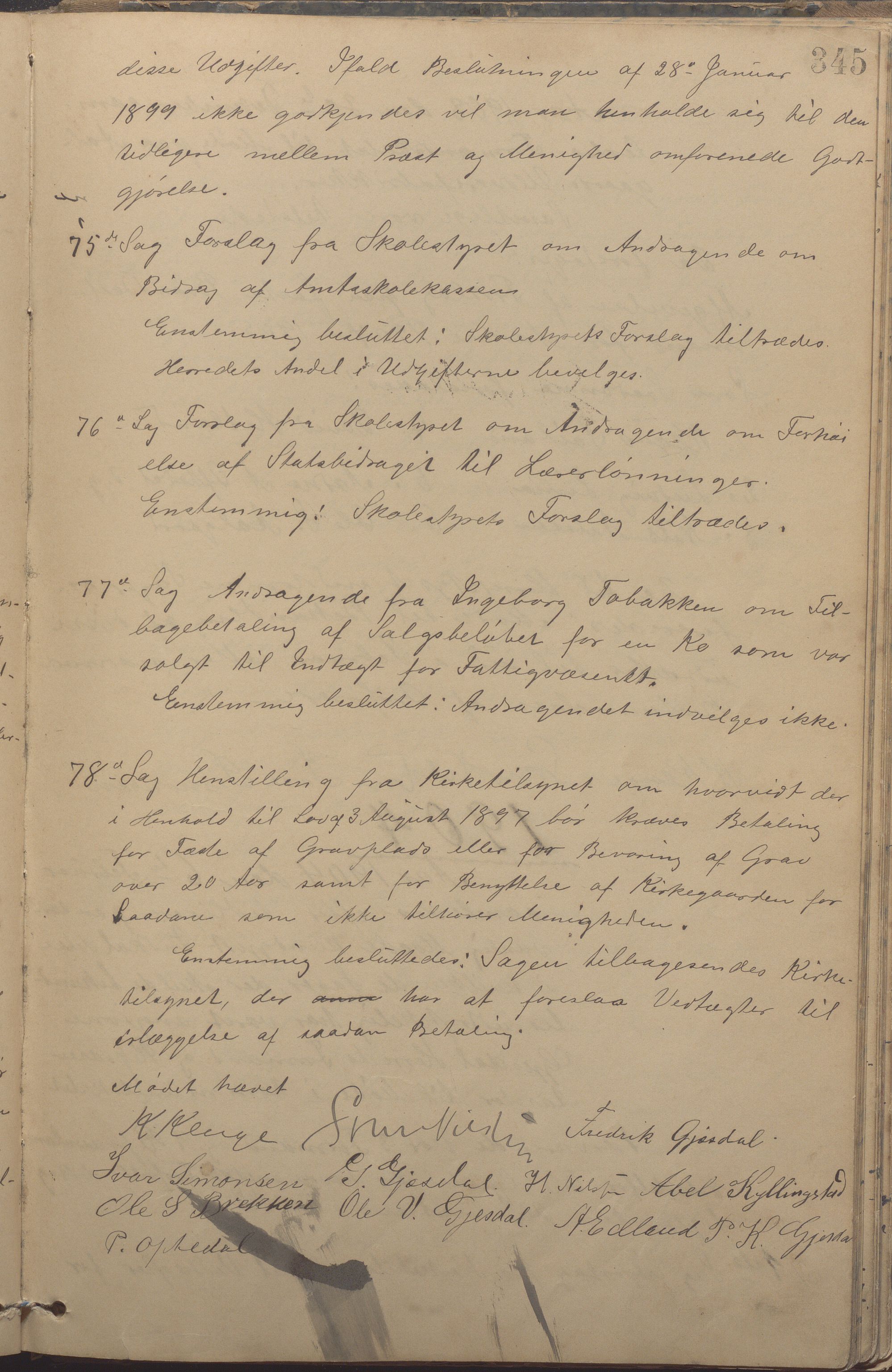 Gjesdal kommune - Formannskapet, IKAR/K-101383/A/Aa/L0003: Møtebok, 1896-1906, p. 345