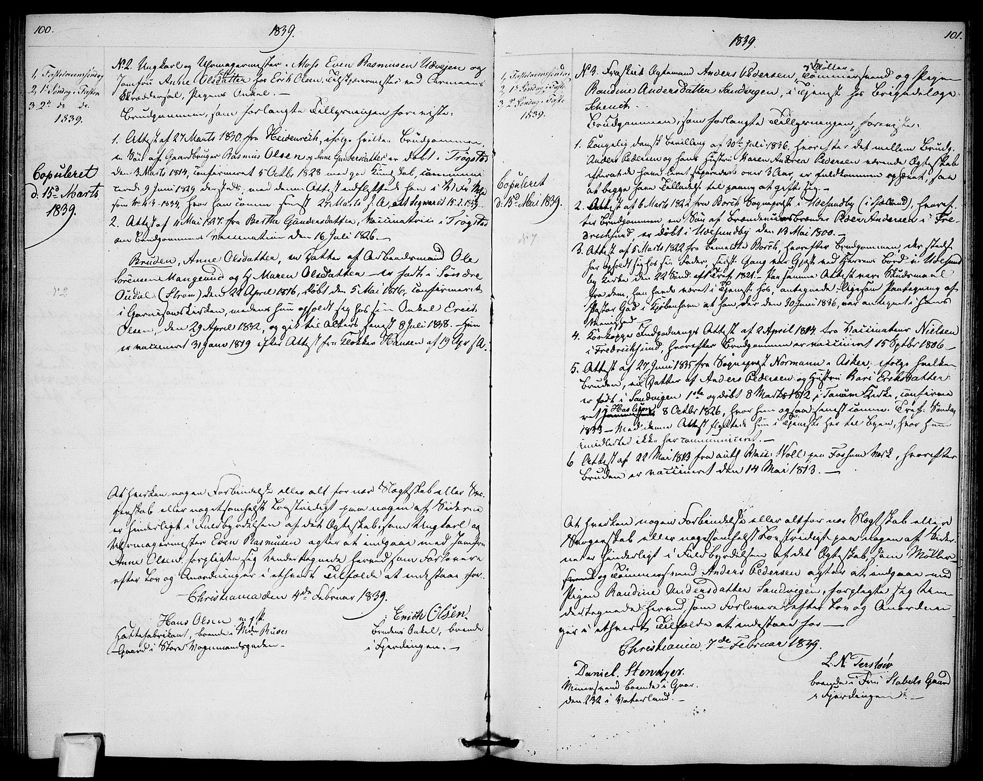 Garnisonsmenigheten Kirkebøker, SAO/A-10846/H/Ha/L0003: Banns register no. I 3, 1835-1840, p. 100-101