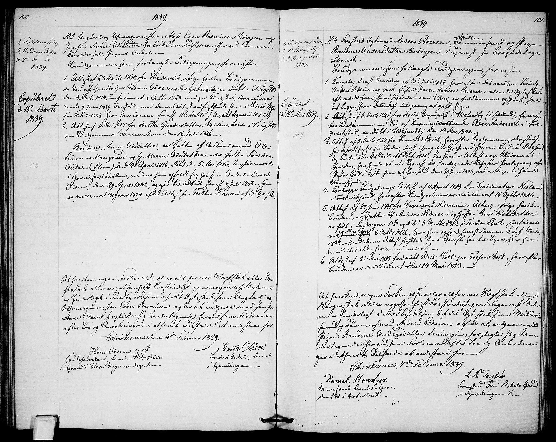 Garnisonsmenigheten Kirkebøker, AV/SAO-A-10846/H/Ha/L0003: Banns register no. I 3, 1835-1840, p. 100-101