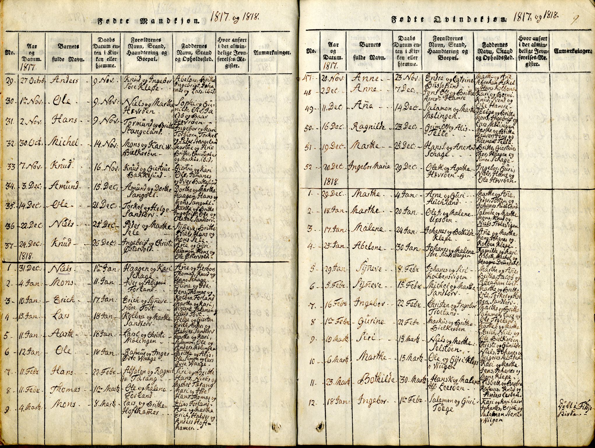 Sund sokneprestembete, SAB/A-99930: Parish register (official) no. A 11, 1814-1825, p. 9