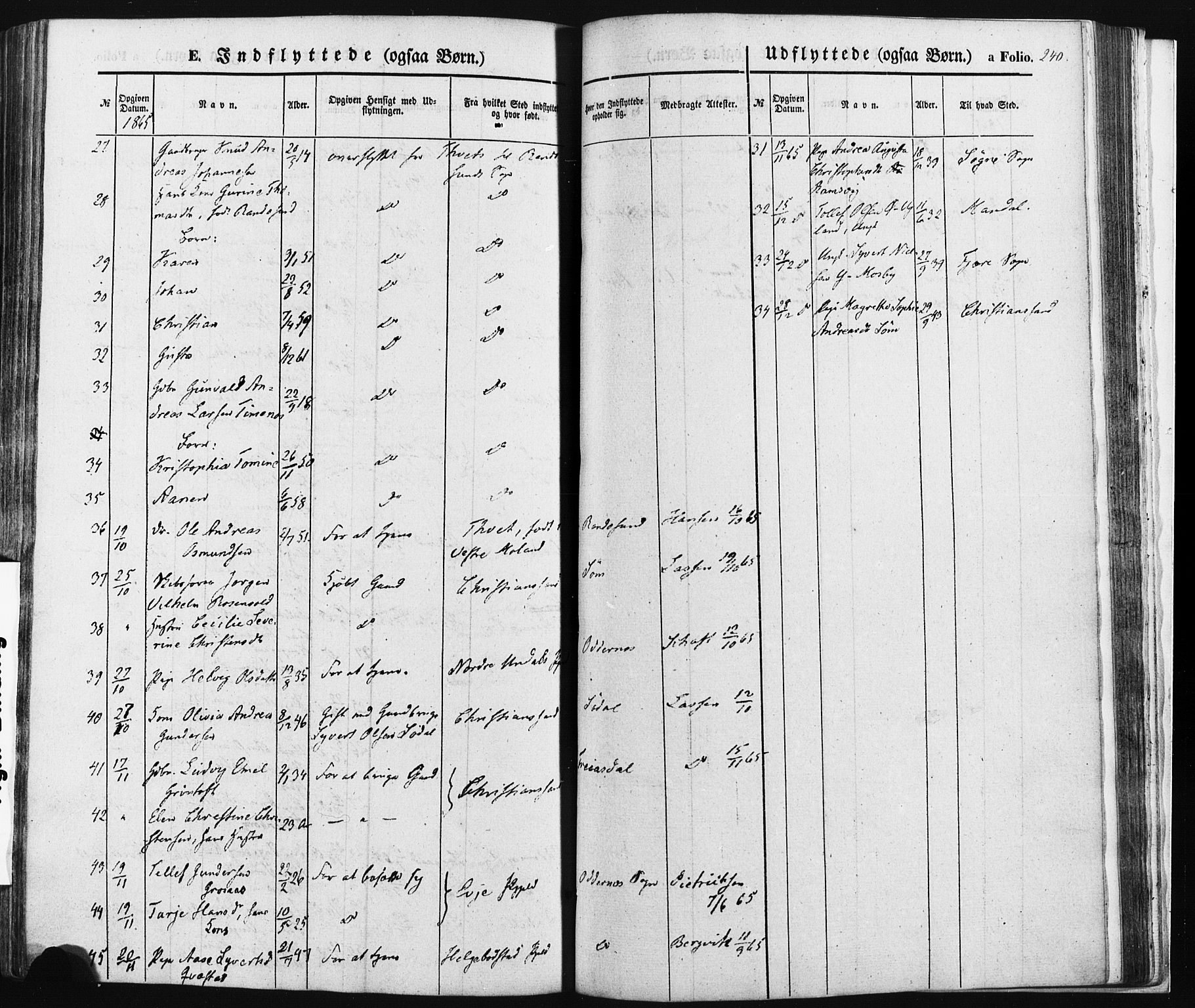 Oddernes sokneprestkontor, AV/SAK-1111-0033/F/Fa/Faa/L0007: Parish register (official) no. A 7, 1851-1863, p. 240