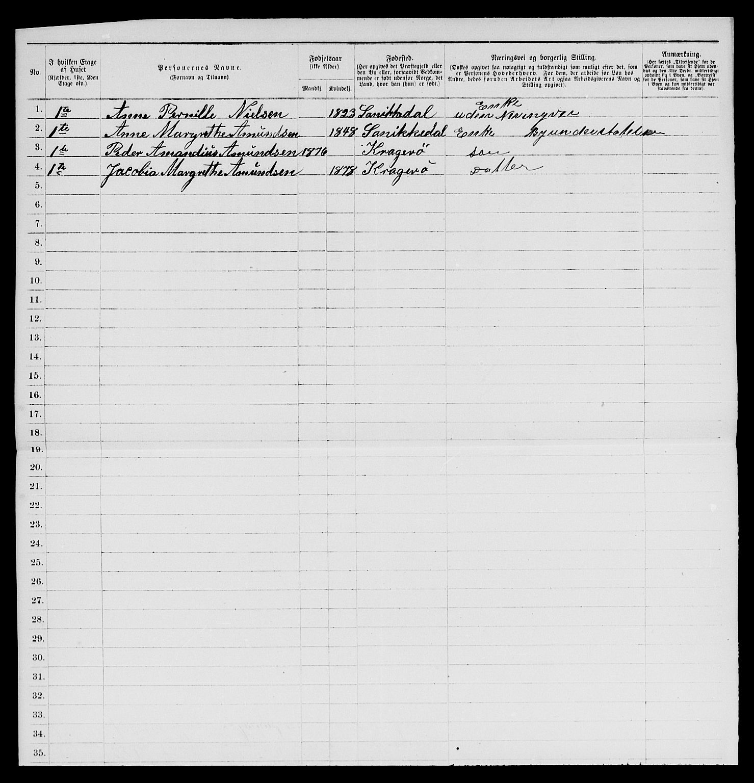 SAKO, 1885 census for 0801 Kragerø, 1885, p. 13