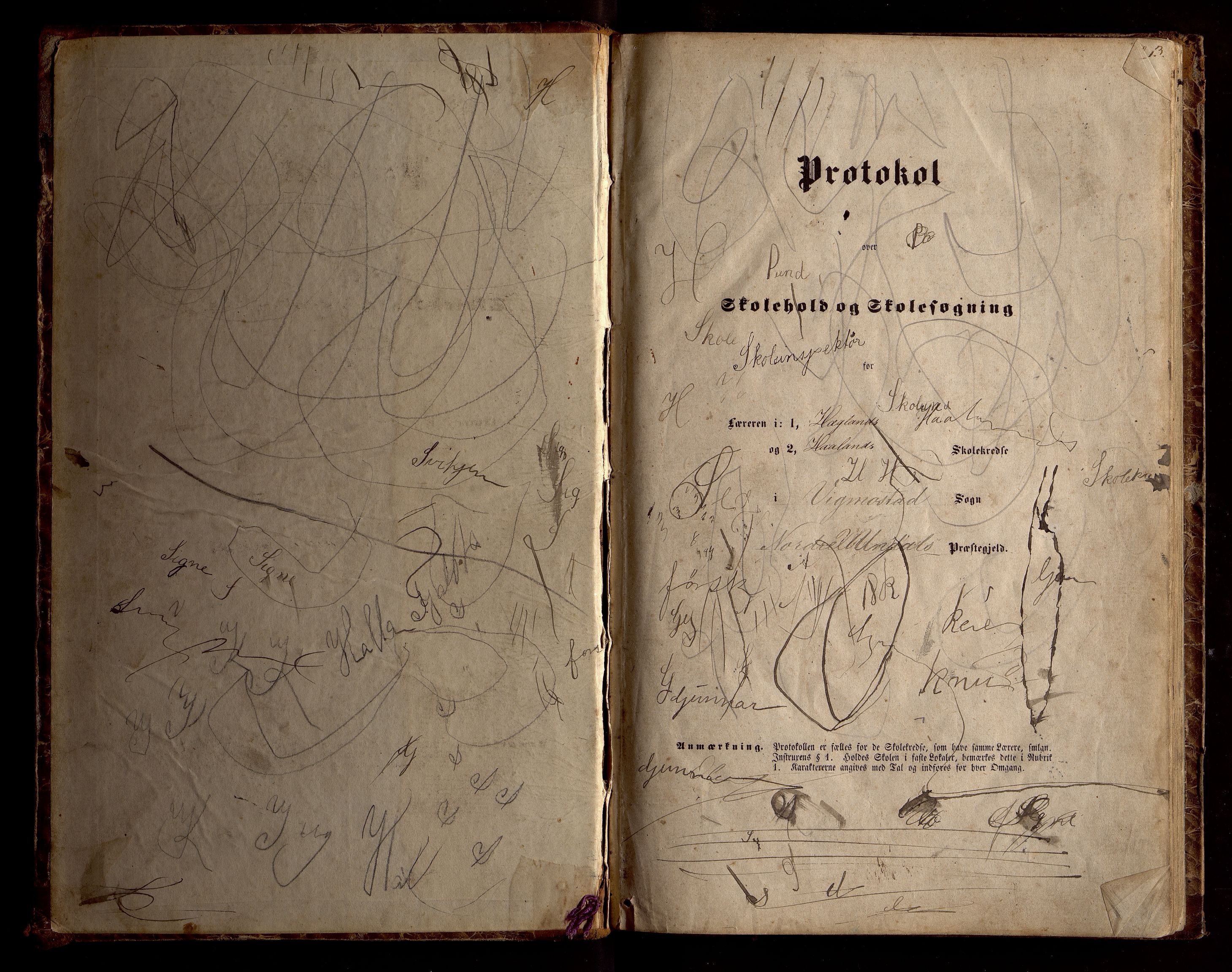 Nord-Audnedal kommune - Håland Skole, ARKSOR/1027NA553/H/L0001: Skoleprotokoll, 1863-1879