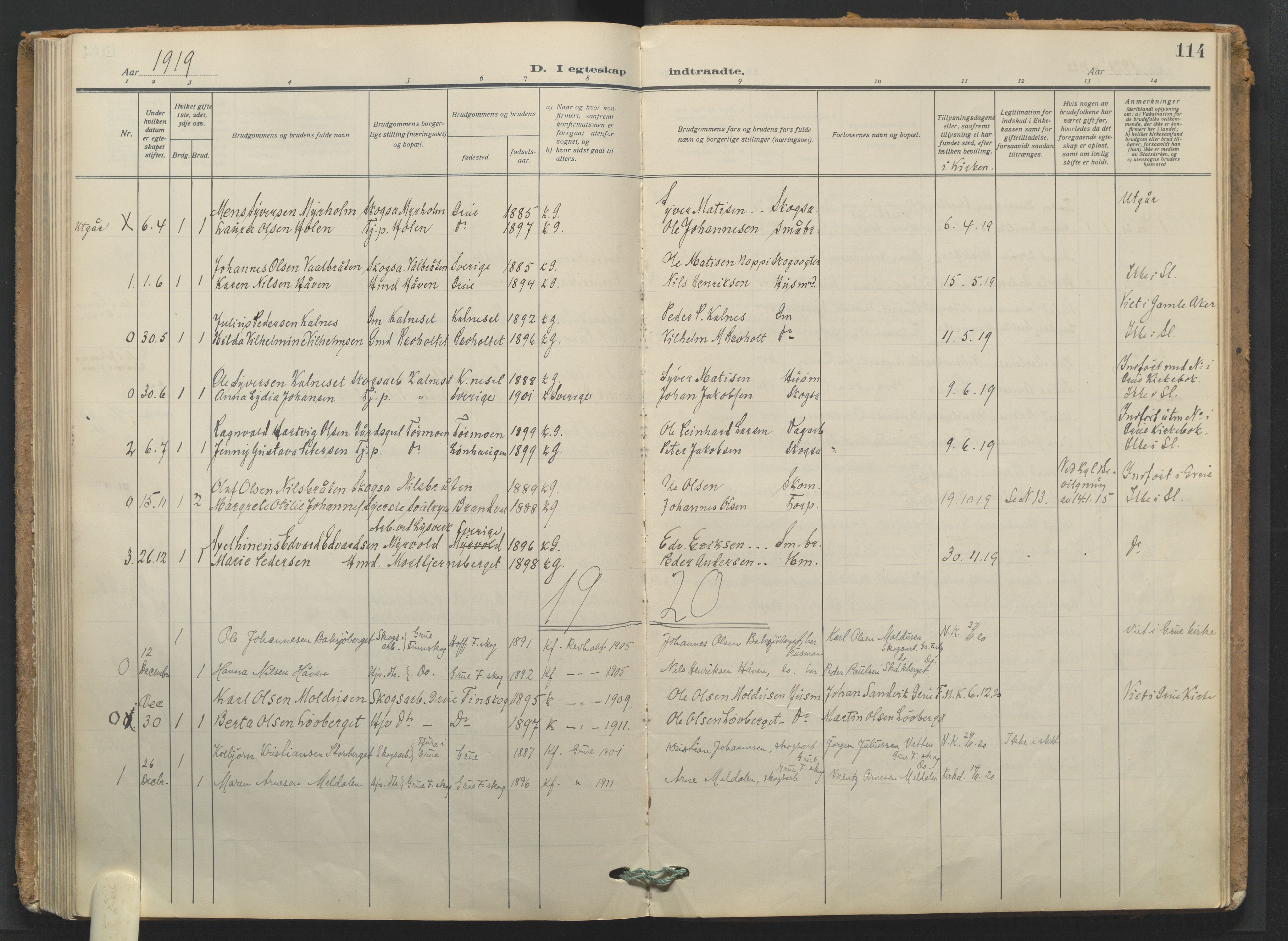 Grue prestekontor, AV/SAH-PREST-036/H/Ha/Haa/L0016: Parish register (official) no. 16, 1916-1947, p. 114