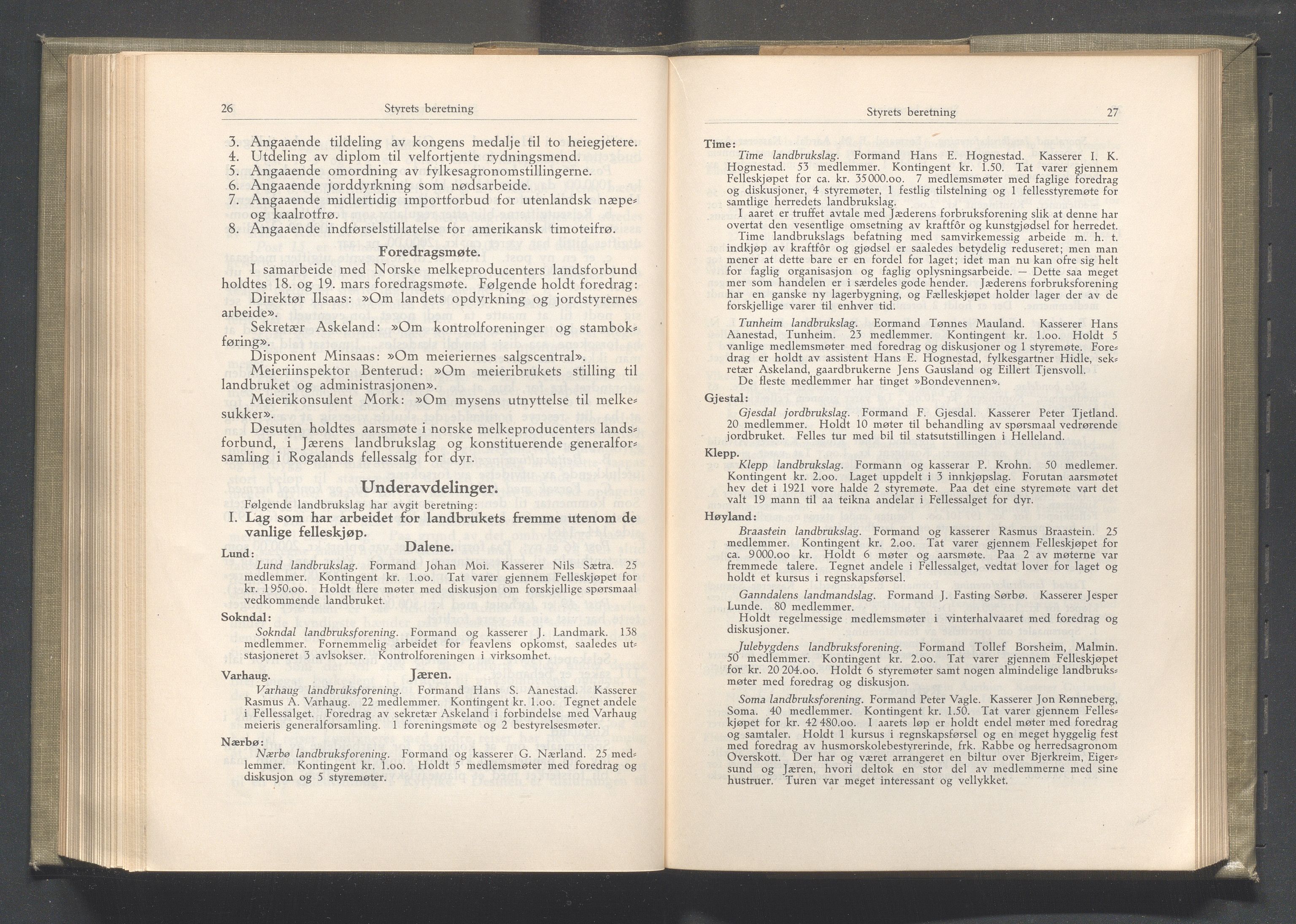 Rogaland fylkeskommune - Fylkesrådmannen , IKAR/A-900/A/Aa/Aaa/L0041: Møtebok , 1922, p. 26-27