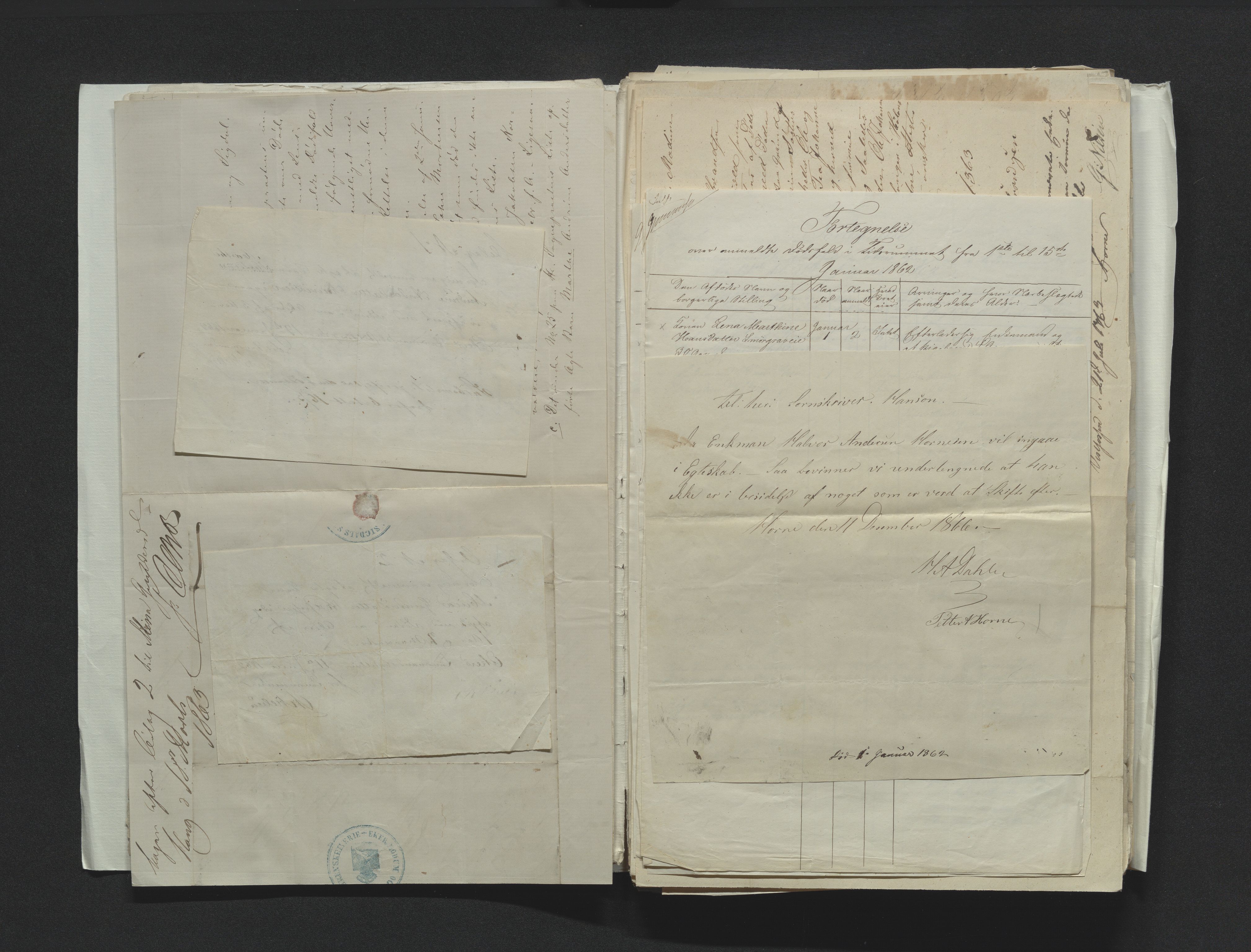 Eiker, Modum og Sigdal sorenskriveri, AV/SAKO-A-123/H/Ha/Hab/L0011: Dødsfallsmeldinger, 1862-1865, p. 10