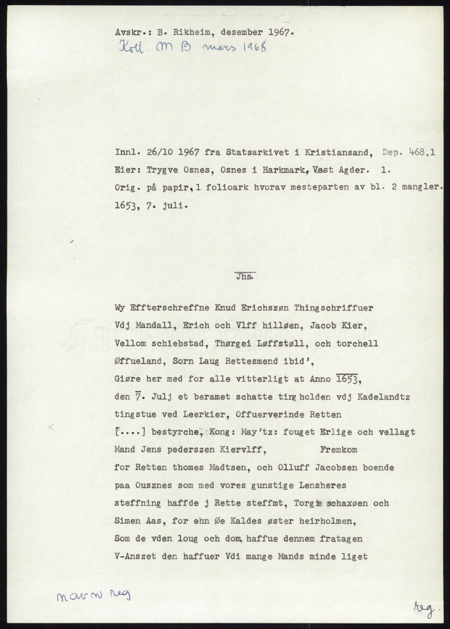 Samlinger til kildeutgivelse, Diplomavskriftsamlingen, RA/EA-4053/H/Ha, p. 2298