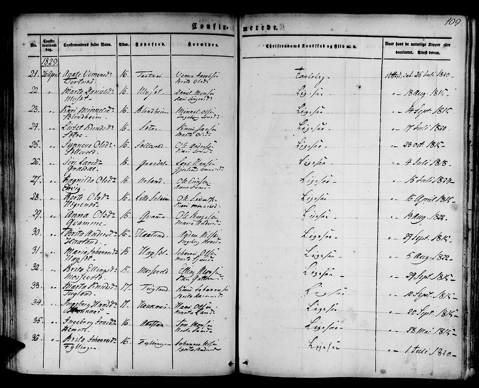 Hamre sokneprestembete, SAB/A-75501/H/Ha/Haa/Haaa/L0011: Parish register (official) no. A 11, 1826-1834, p. 109