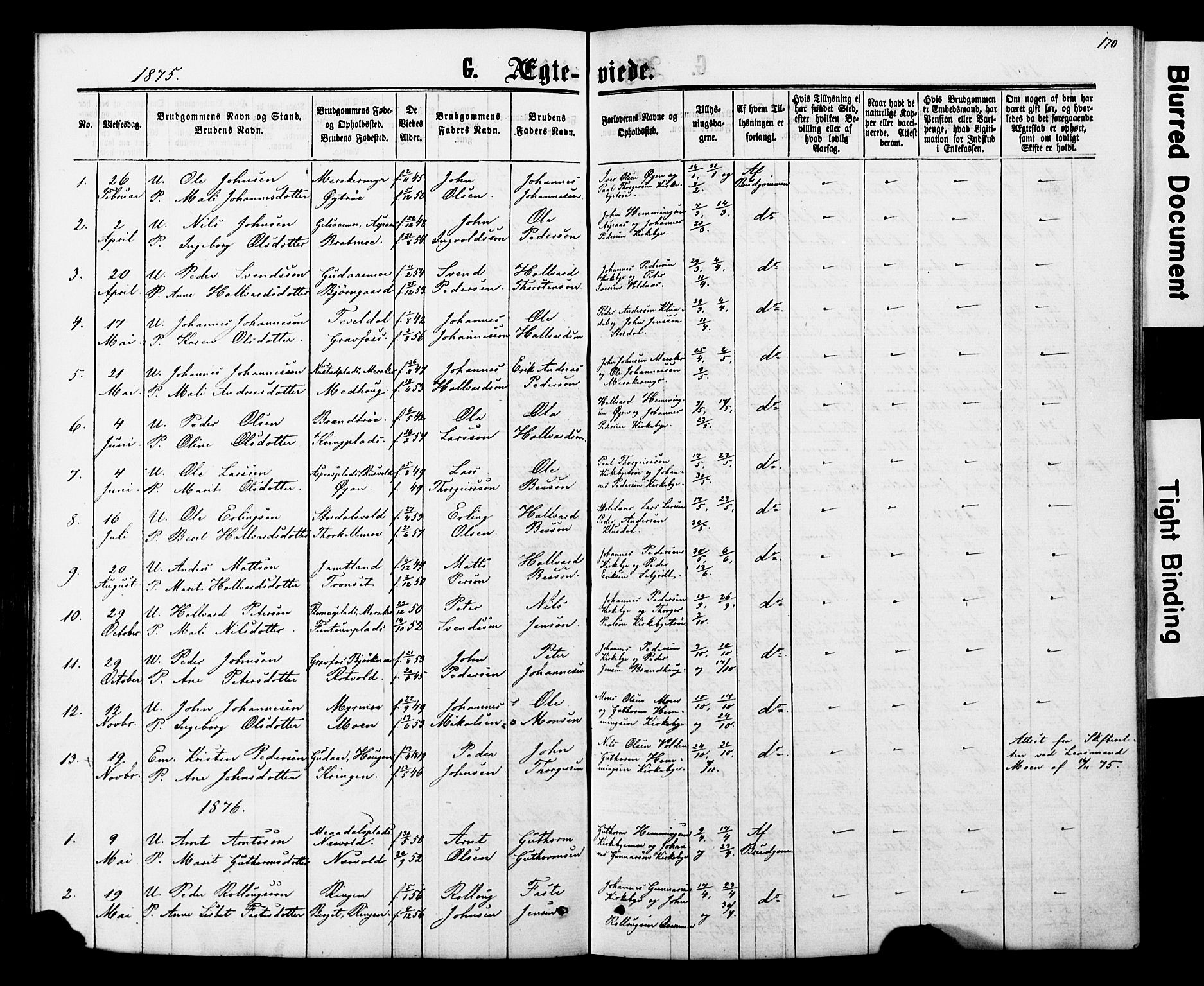 Ministerialprotokoller, klokkerbøker og fødselsregistre - Nord-Trøndelag, SAT/A-1458/706/L0049: Parish register (copy) no. 706C01, 1864-1895, p. 170