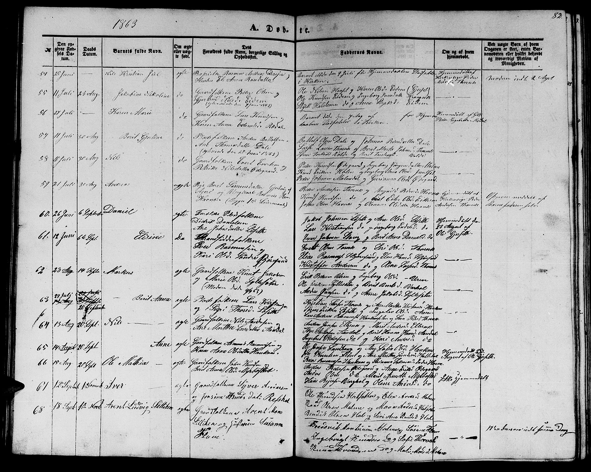 Ministerialprotokoller, klokkerbøker og fødselsregistre - Møre og Romsdal, AV/SAT-A-1454/565/L0753: Parish register (copy) no. 565C02, 1845-1870, p. 82