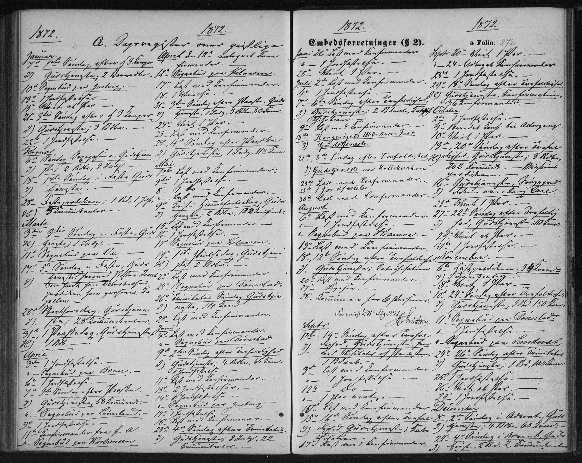 Tveit sokneprestkontor, SAK/1111-0043/F/Fa/L0006: Parish register (official) no. A 6, 1872-1886, p. 272