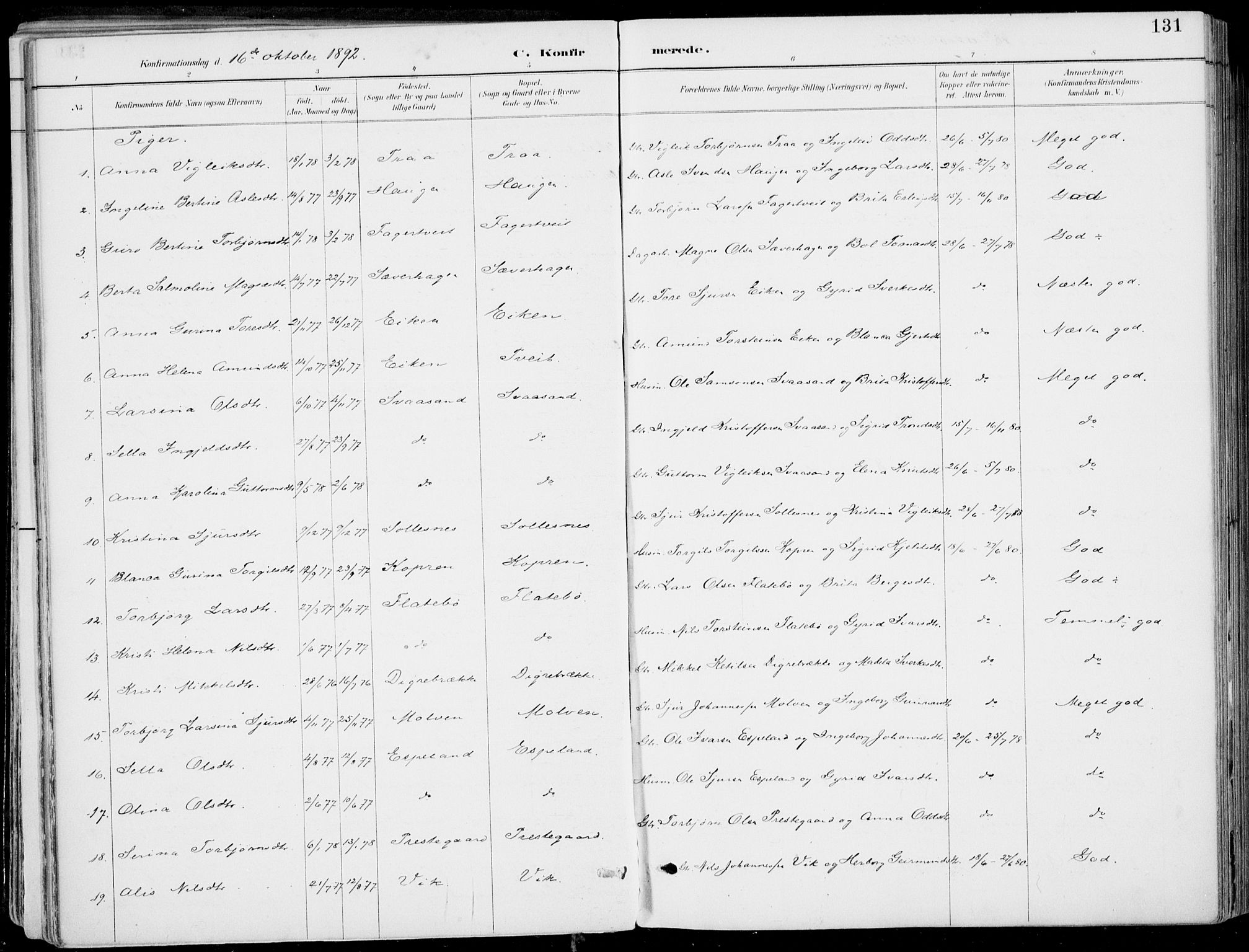 Strandebarm sokneprestembete, AV/SAB-A-78401/H/Haa: Parish register (official) no. E  1, 1886-1908, p. 131