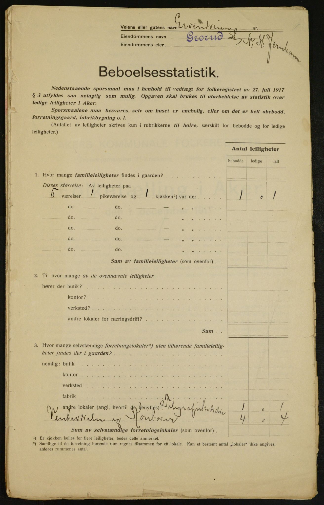 OBA, Municipal Census 1917 for Aker, 1917, p. 29535