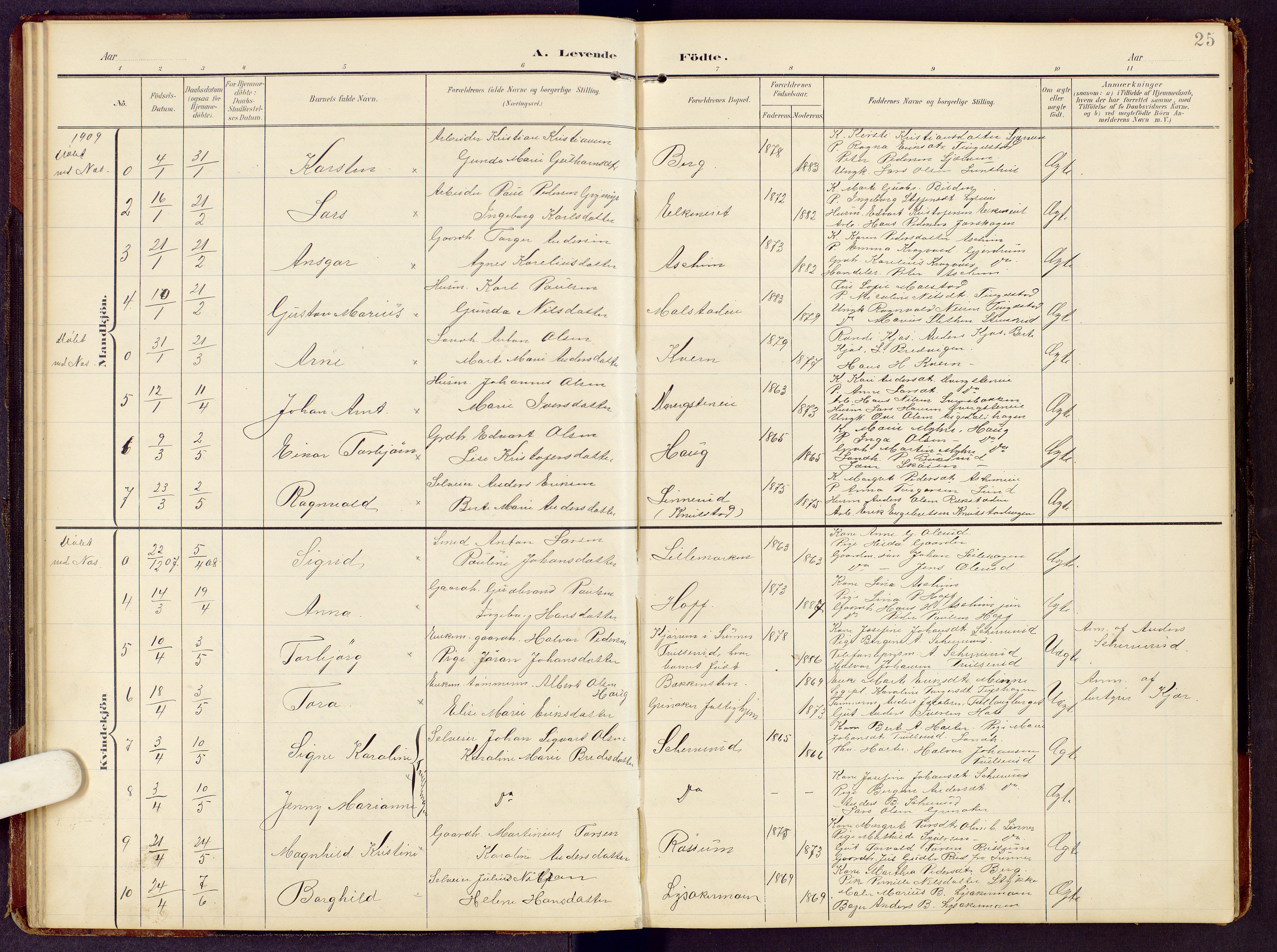 Brandbu prestekontor, SAH/PREST-114/H/Ha/Hab/L0009: Parish register (copy) no. 9, 1903-1916, p. 25