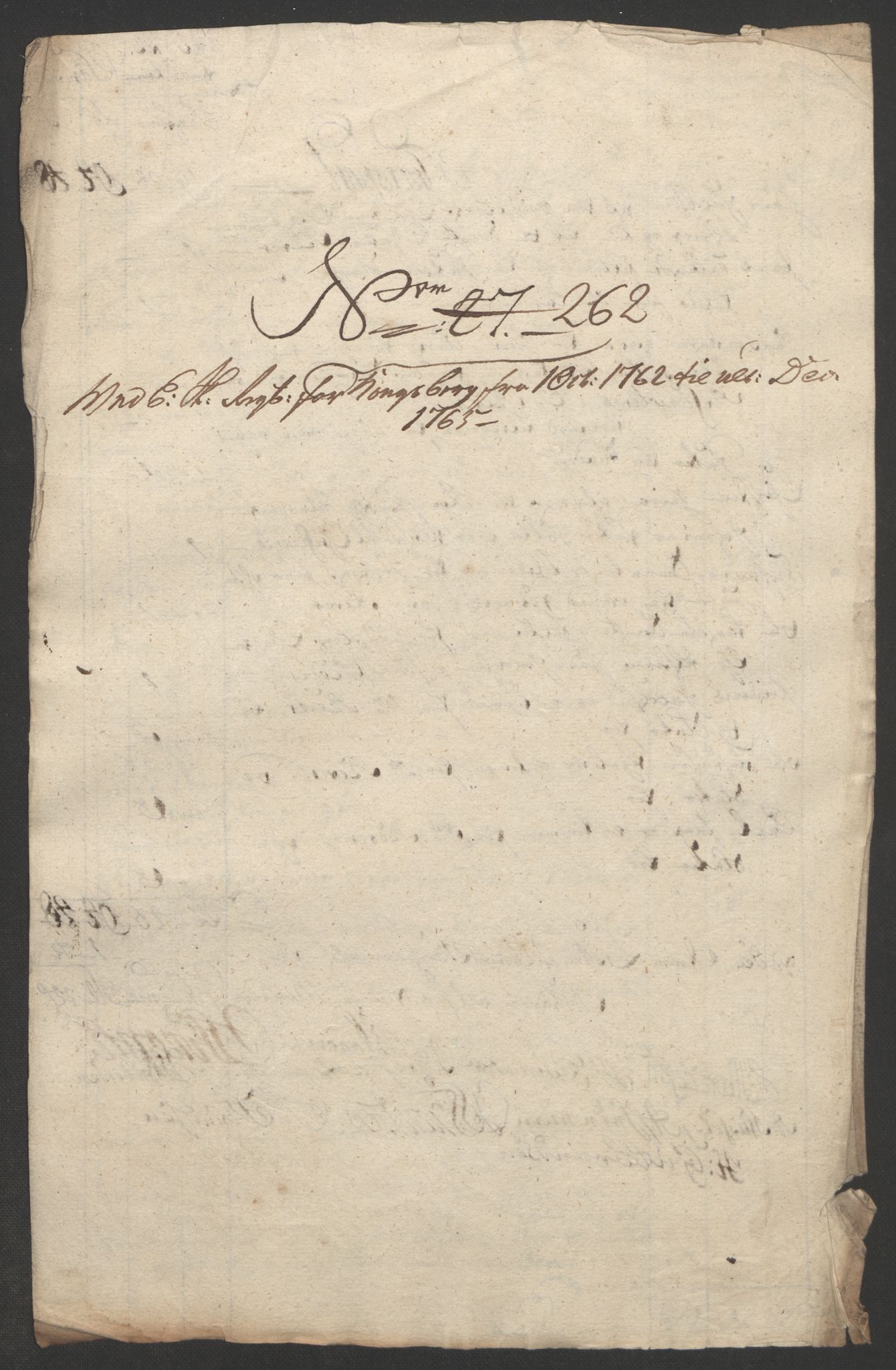 Rentekammeret inntil 1814, Reviderte regnskaper, Bergverksregnskaper, AV/RA-EA-3222/R/Rc/Rca/L0843: Ekstraskatt, 1762-1765, p. 1107