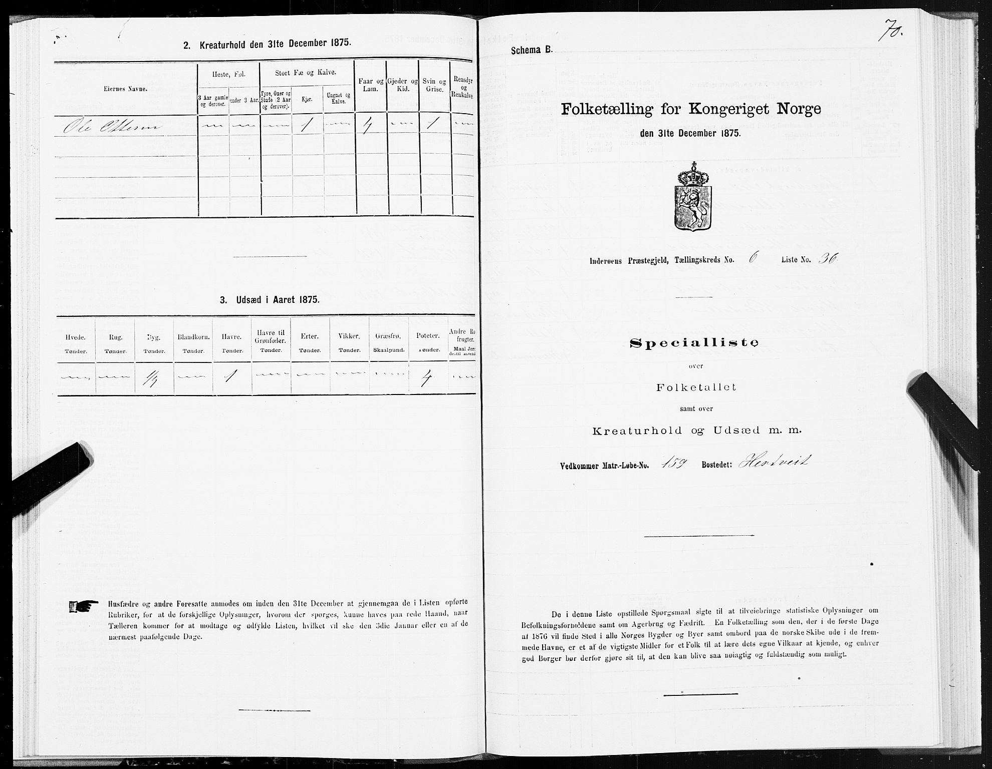 SAT, 1875 census for 1729P Inderøy, 1875, p. 4070