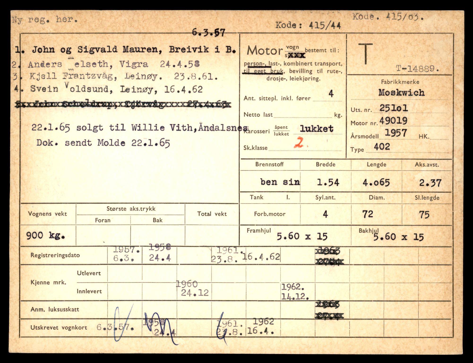 Møre og Romsdal vegkontor - Ålesund trafikkstasjon, AV/SAT-A-4099/F/Fe/L0049: Registreringskort for kjøretøy T 14864 - T 18613, 1927-1998, p. 617