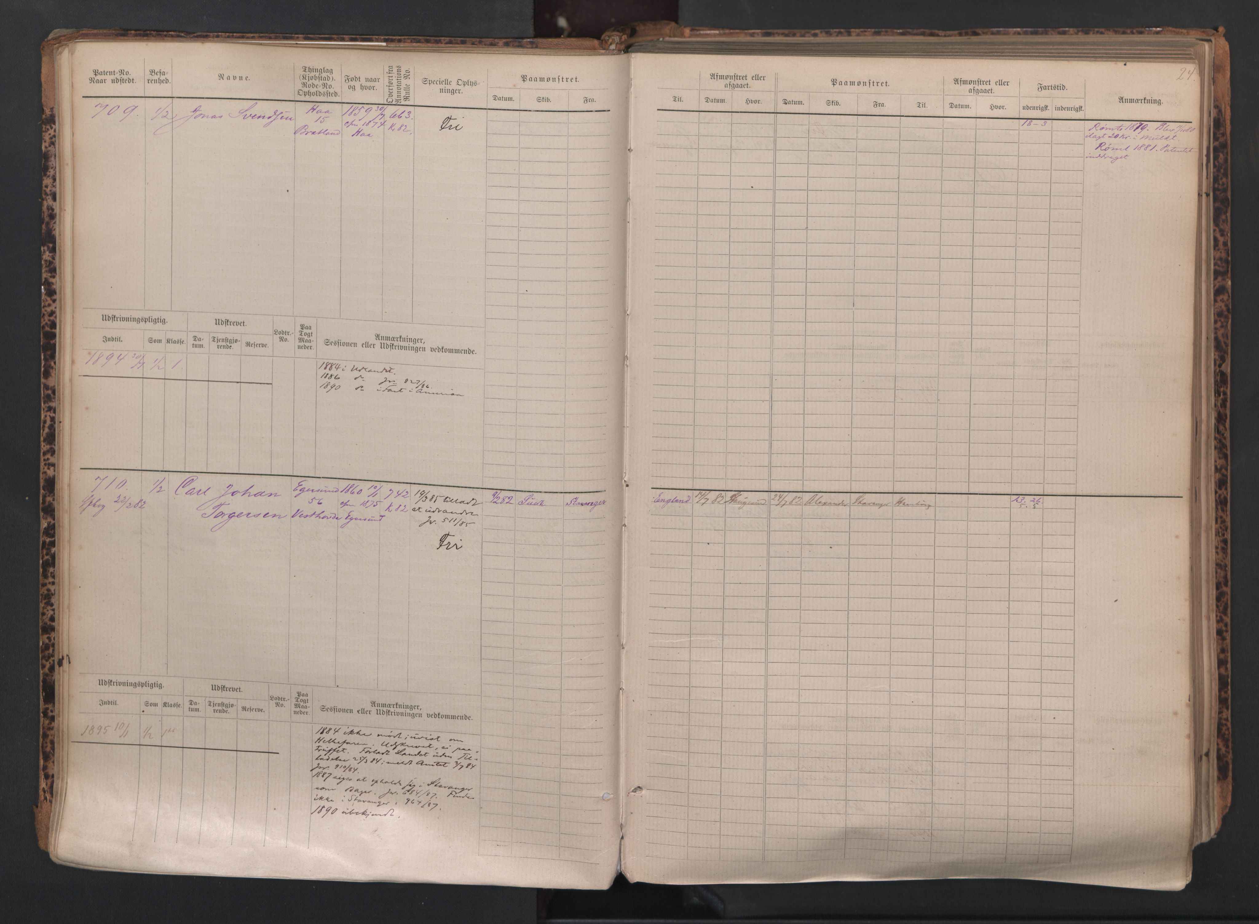 Egersund mønstringskrets, SAK/2031-0019/F/Fb/L0002: Hovedrulle nr 667-1330, O-4, 1880-1940, p. 25