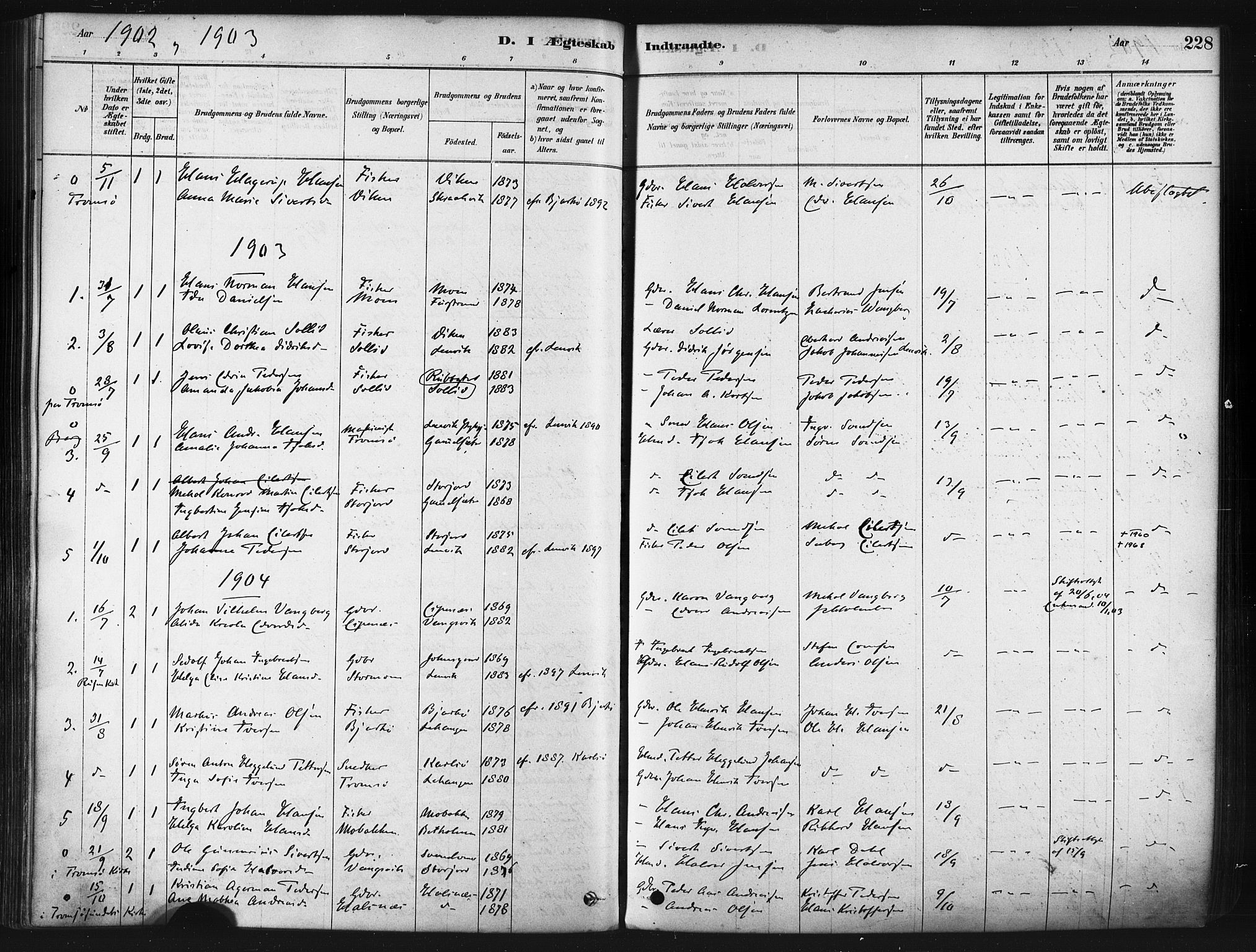 Tranøy sokneprestkontor, AV/SATØ-S-1313/I/Ia/Iaa/L0009kirke: Parish register (official) no. 9, 1878-1904, p. 228