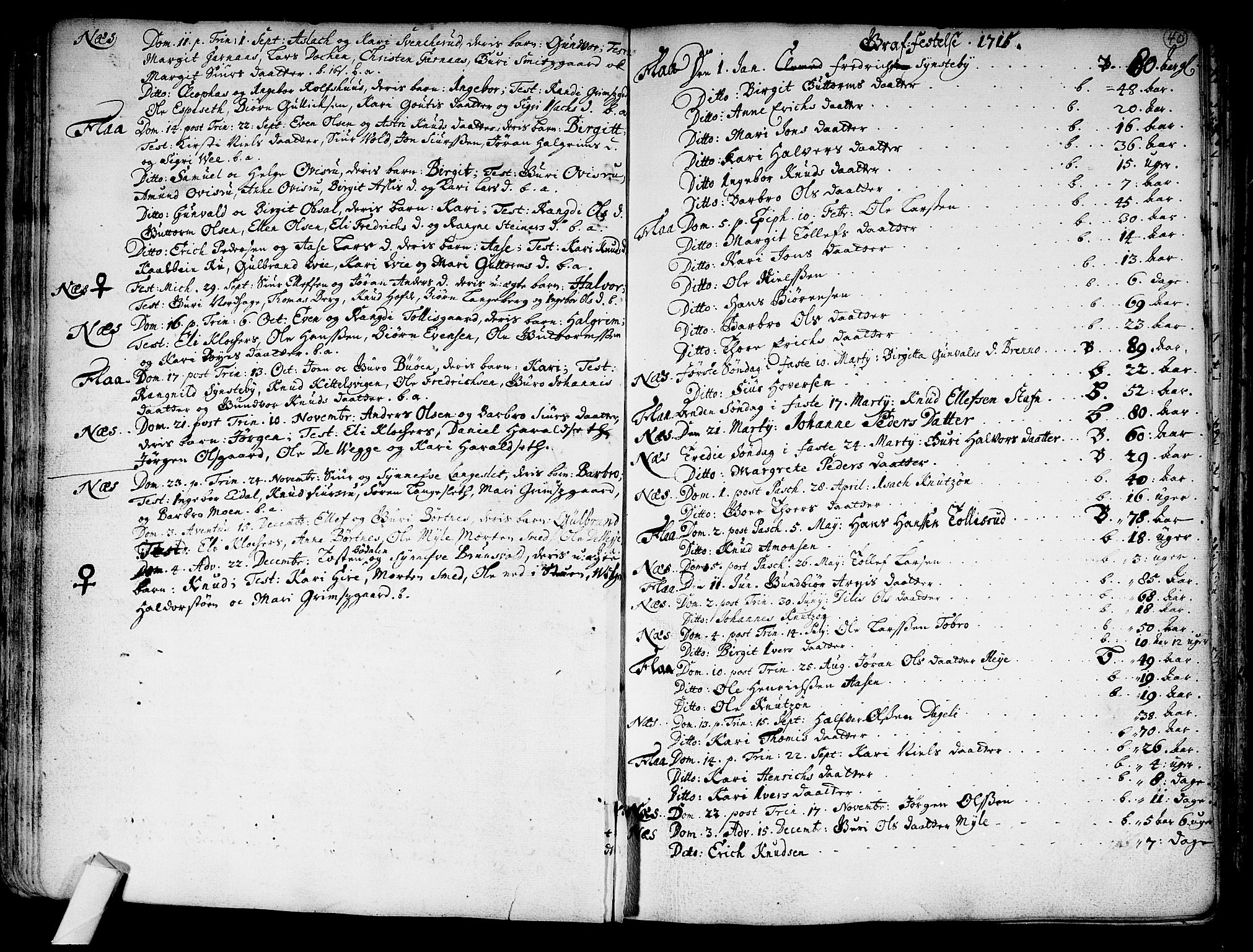 Nes kirkebøker, AV/SAKO-A-236/F/Fa/L0002: Parish register (official) no. 2, 1707-1759, p. 40