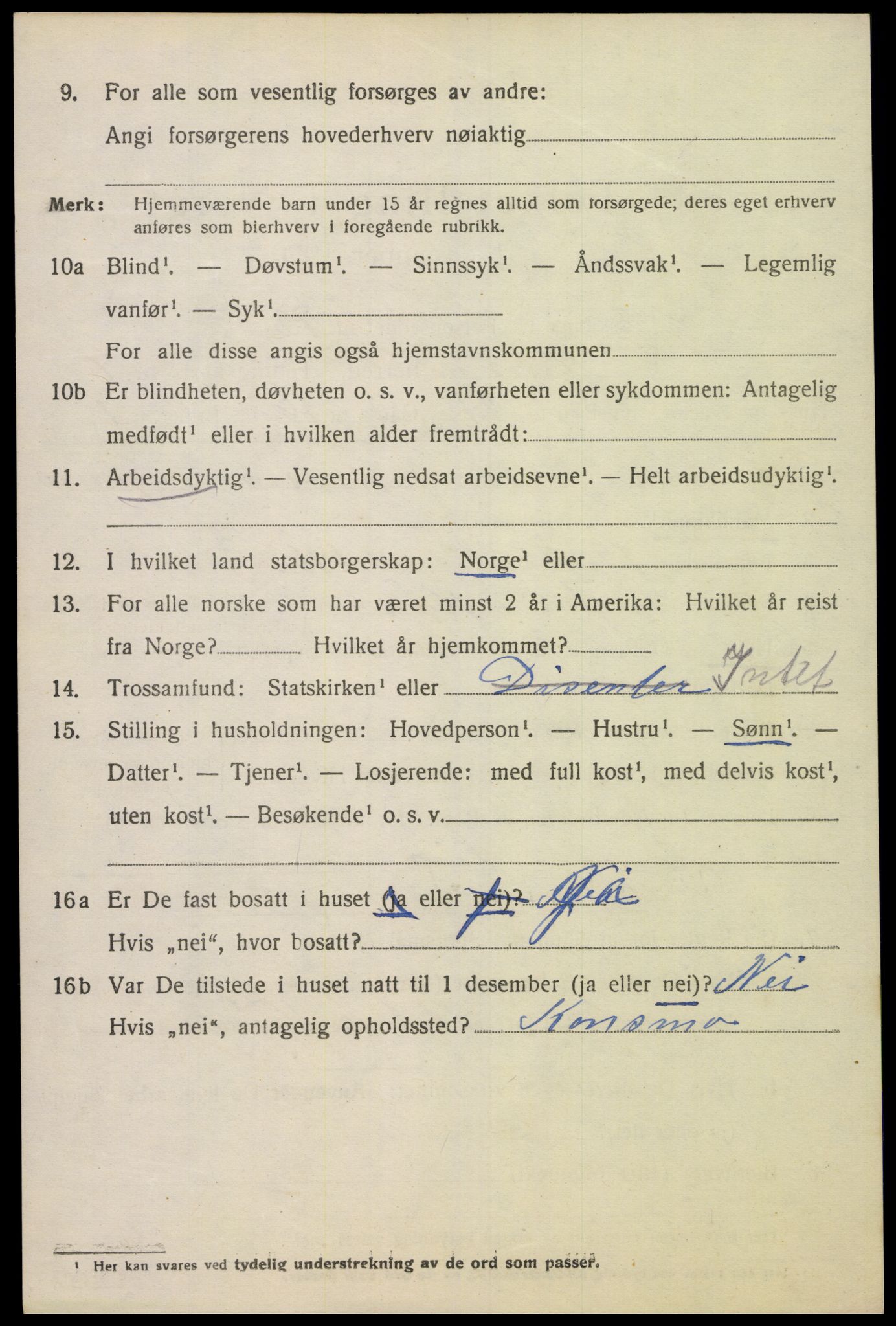 SAK, 1920 census for Konsmo, 1920, p. 1617