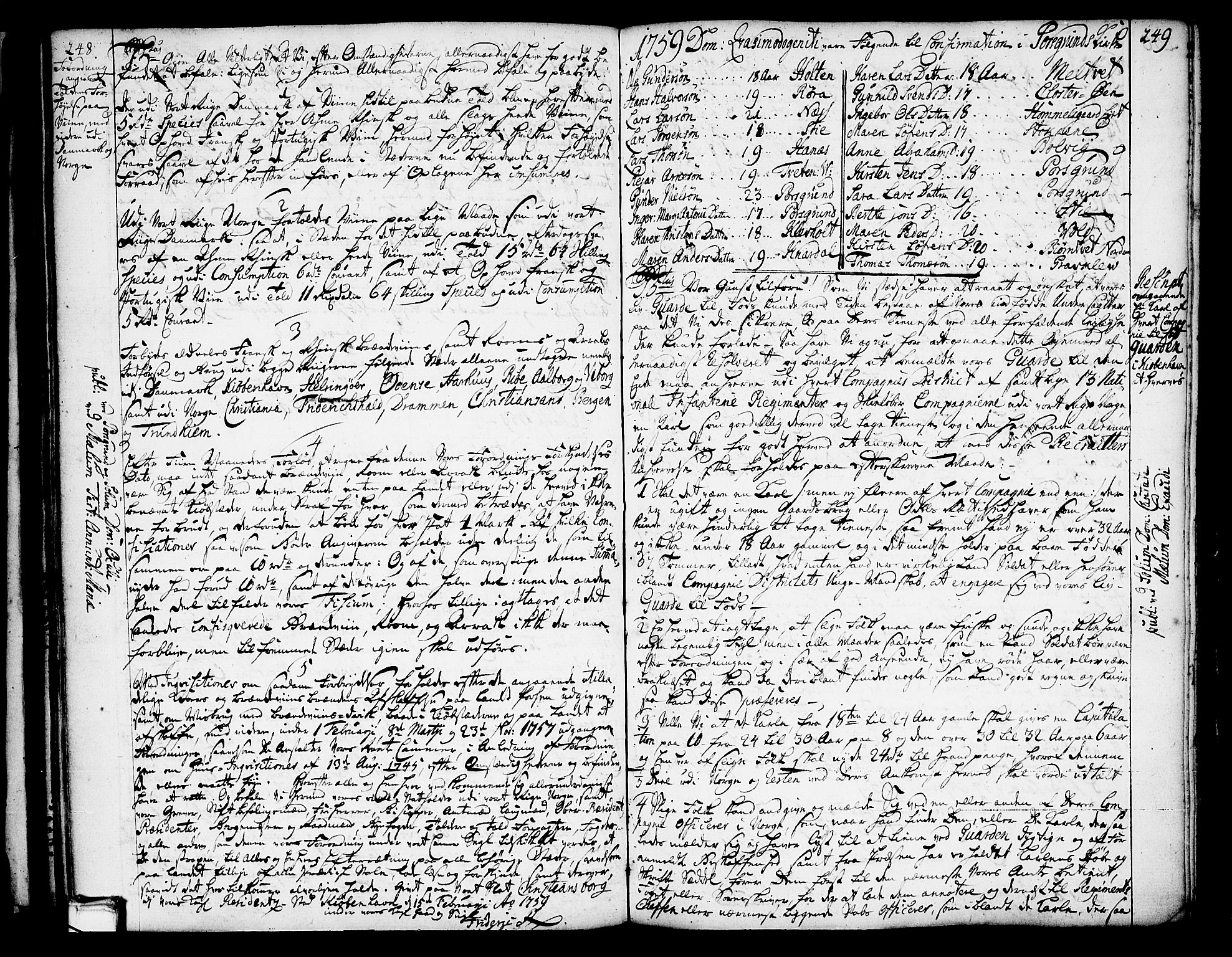 Solum sokneprestkontor, AV/SAKO-A-305/A/Aa/L0002: Other parish register no. 2, 1743-1791, p. 248-249