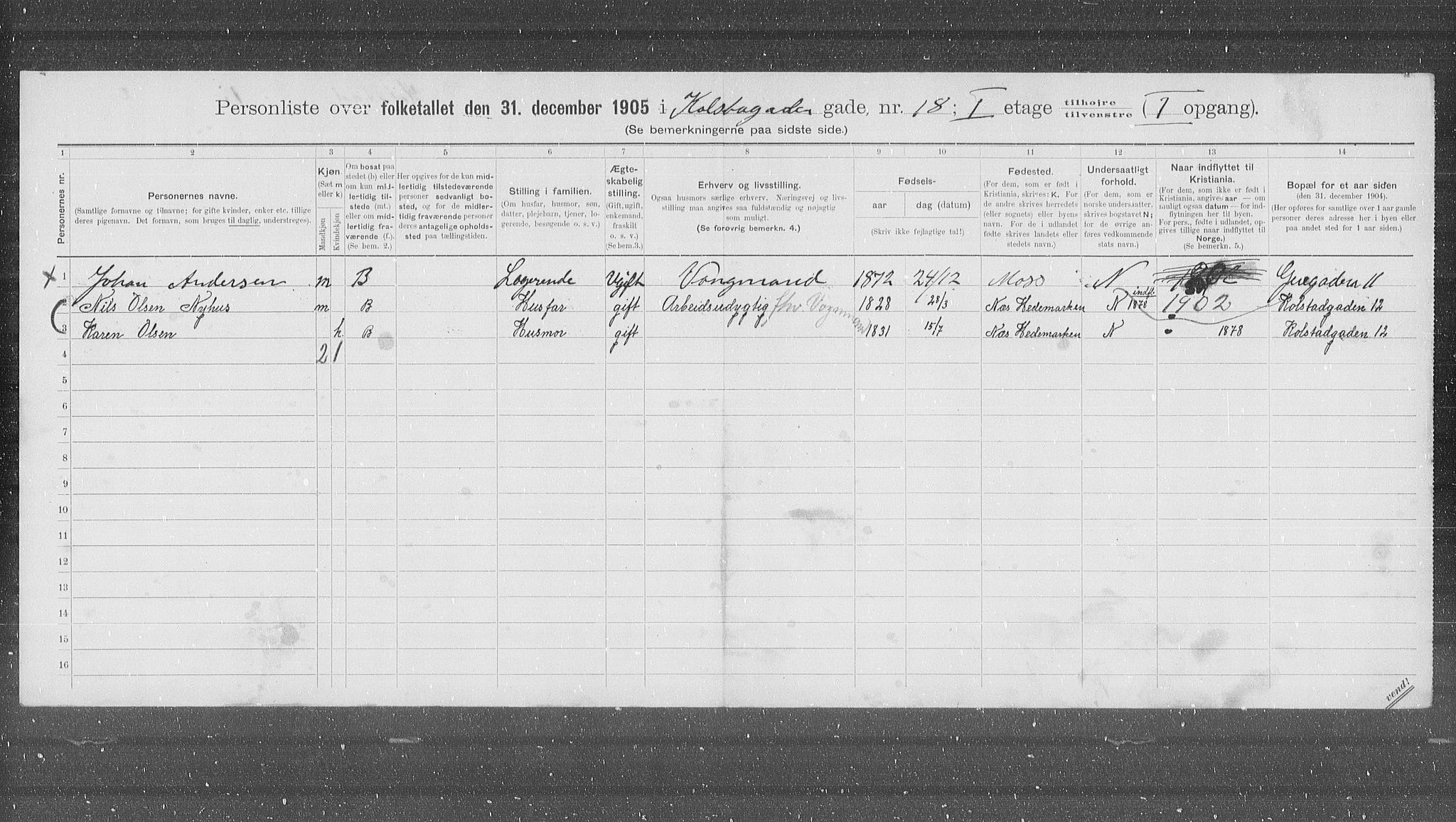 OBA, Municipal Census 1905 for Kristiania, 1905, p. 27603