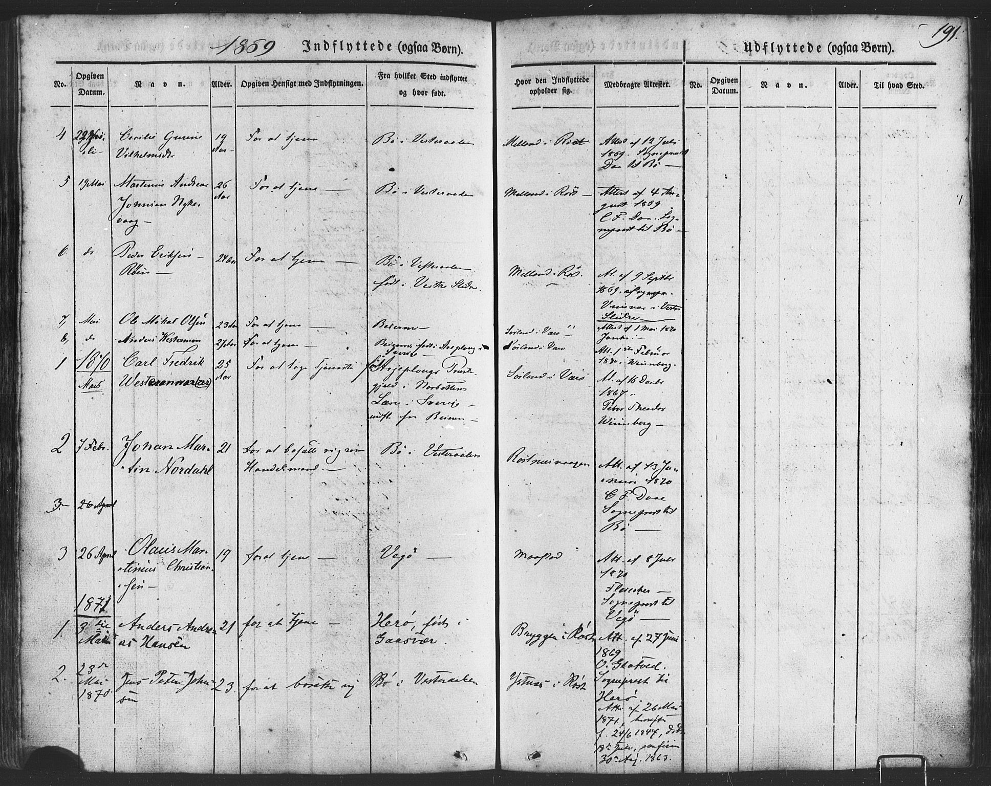 Ministerialprotokoller, klokkerbøker og fødselsregistre - Nordland, AV/SAT-A-1459/807/L0121: Parish register (official) no. 807A04, 1846-1879, p. 191