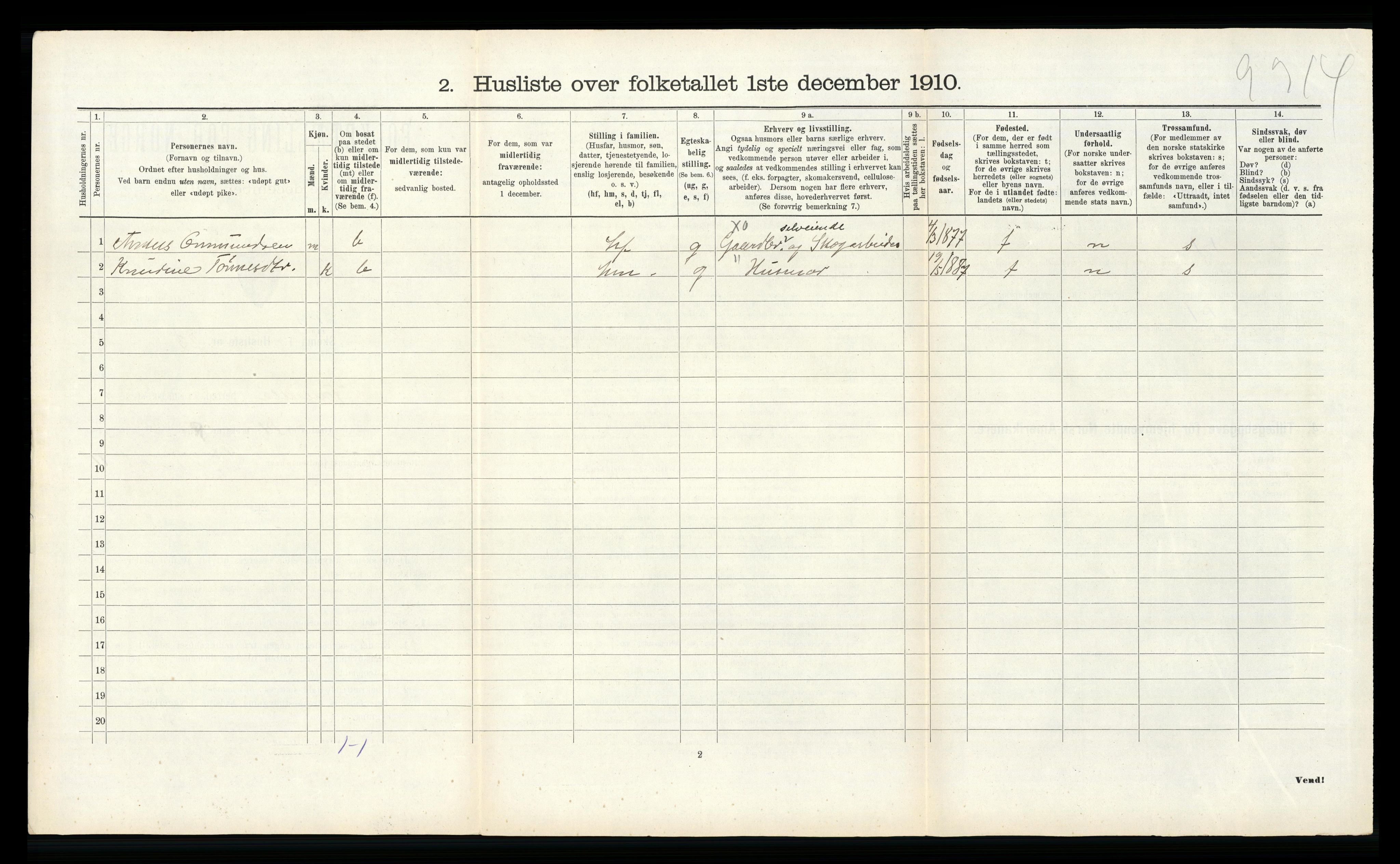 RA, 1910 census for Vennesla, 1910, p. 697