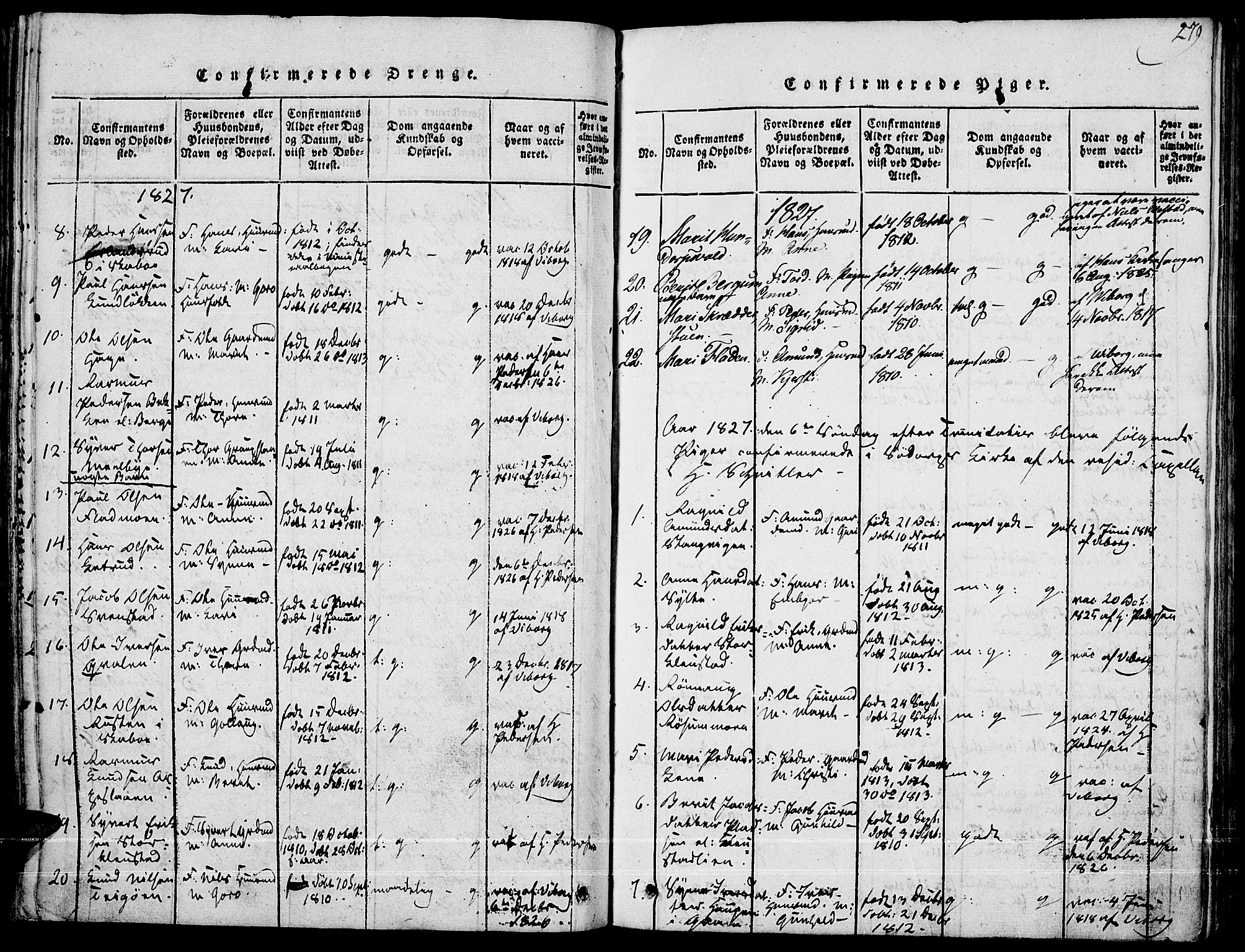 Fron prestekontor, AV/SAH-PREST-078/H/Ha/Haa/L0002: Parish register (official) no. 2, 1816-1827, p. 279