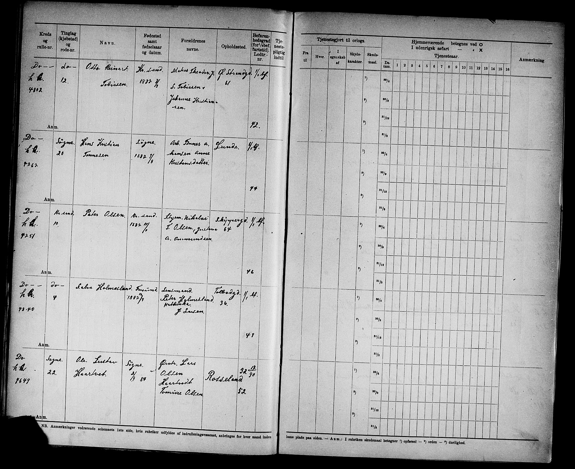 Kristiansand mønstringskrets, AV/SAK-2031-0015/F/Fd/L0011: Rulle sjøvernepliktige, C-11, 1909, p. 41