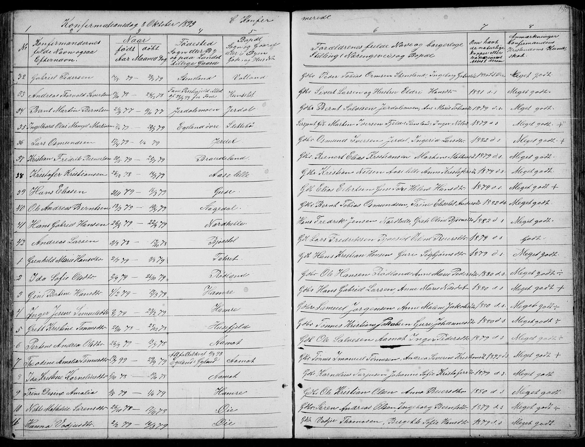 Kvinesdal sokneprestkontor, AV/SAK-1111-0026/F/Fb/Fbb/L0002: Parish register (copy) no. B 2, 1873-1897, p. 190