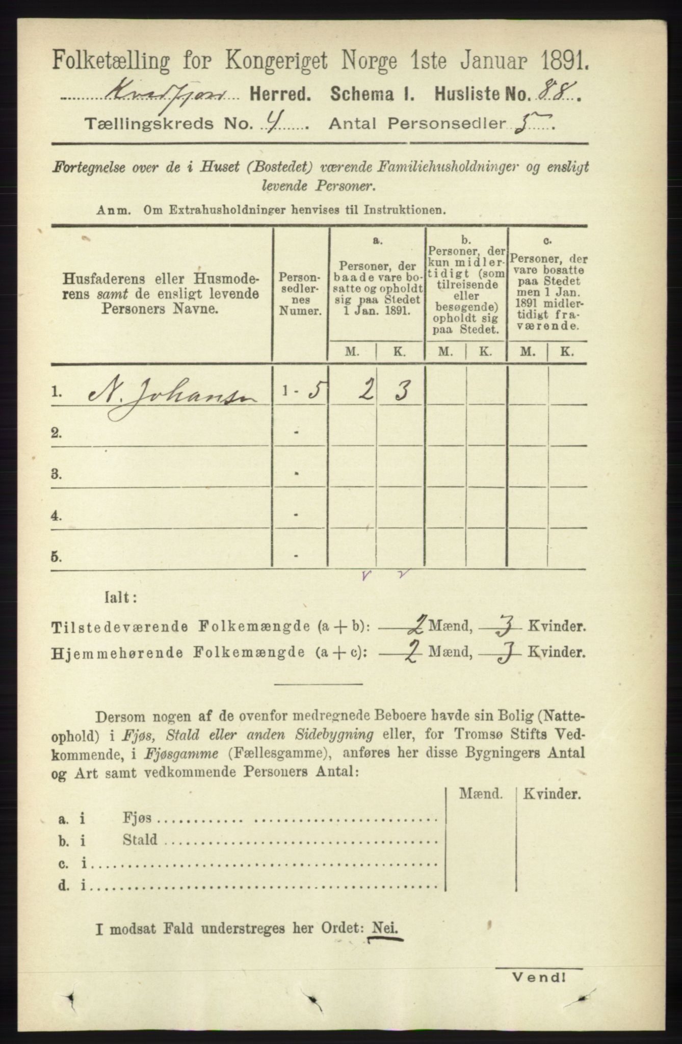 RA, 1891 census for 1911 Kvæfjord, 1891, p. 1838