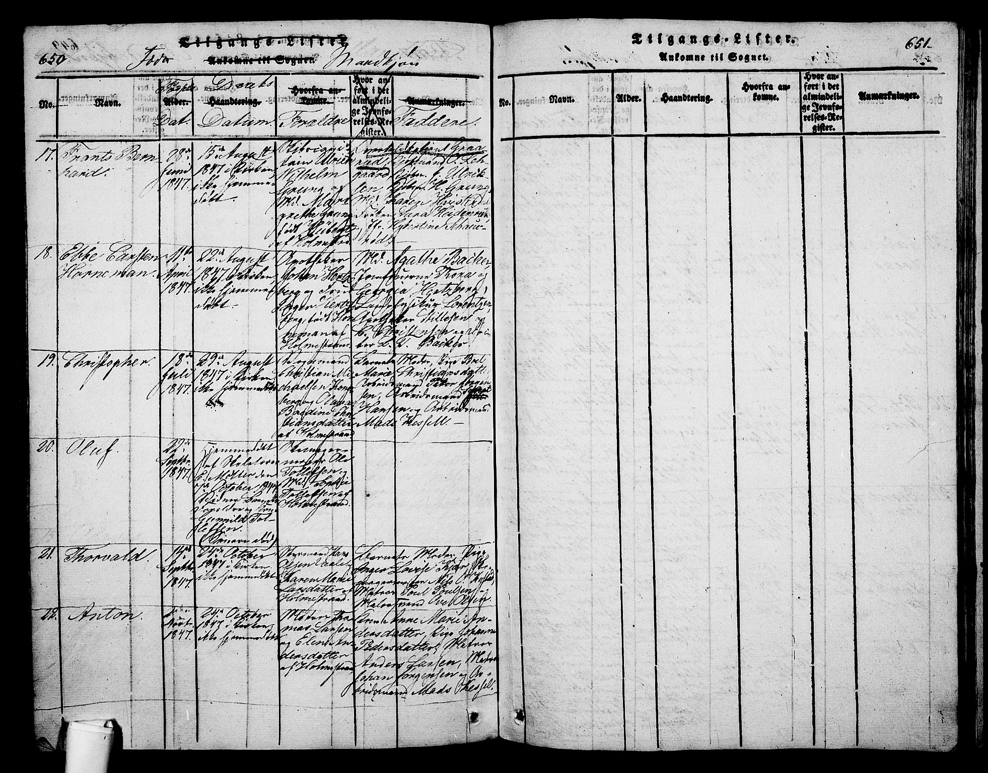 Holmestrand kirkebøker, SAKO/A-346/G/Ga/L0001: Parish register (copy) no. 1, 1814-1848, p. 650-651