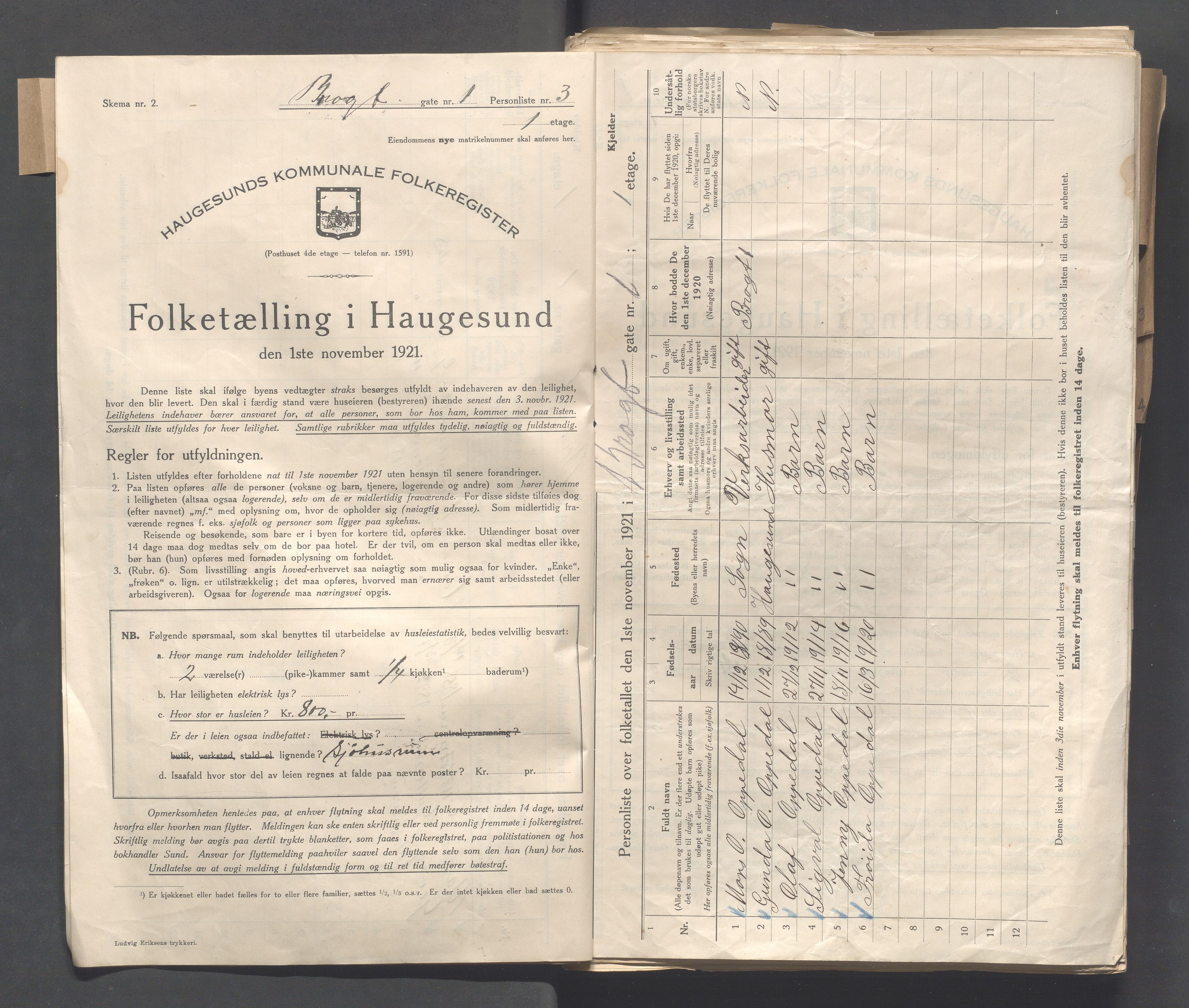 IKAR, Local census 1.11.1921 for Haugesund, 1921, p. 5890