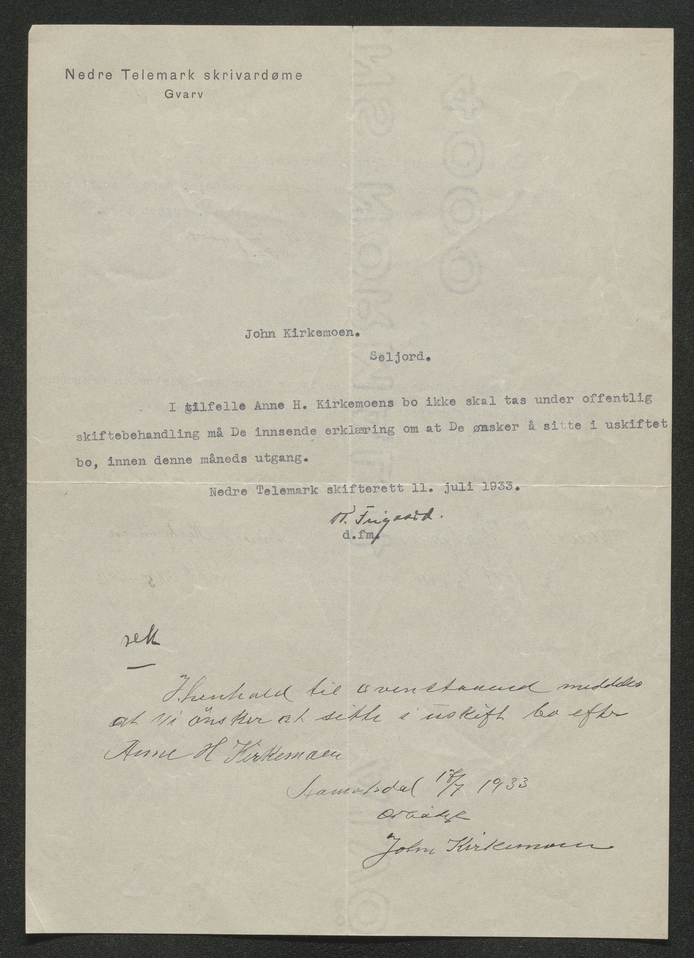 Nedre Telemark sorenskriveri, SAKO/A-135/H/Ha/Hab/L0008: Dødsfallsfortegnelser
, 1931-1935, p. 819