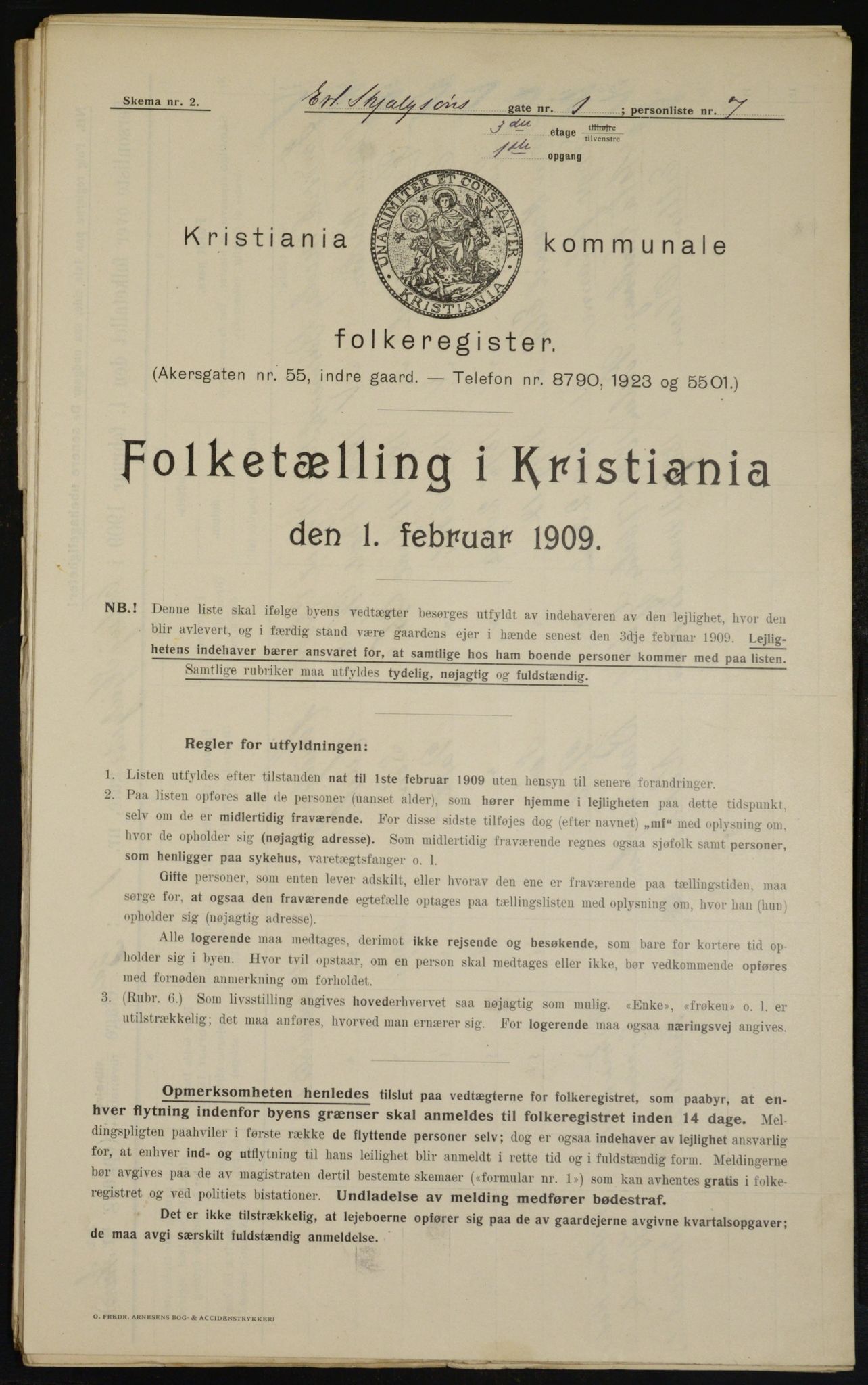 OBA, Municipal Census 1909 for Kristiania, 1909, p. 19877