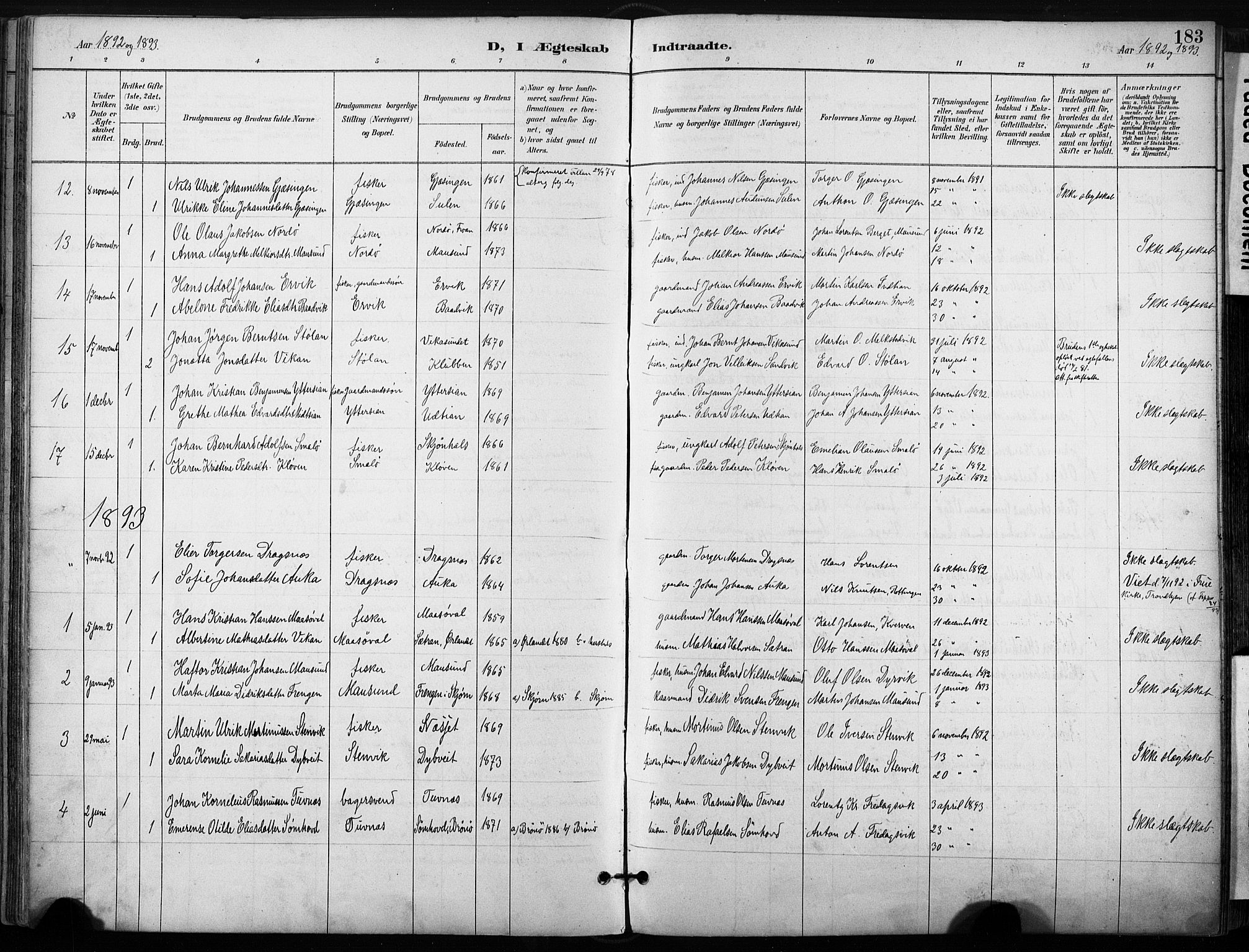 Ministerialprotokoller, klokkerbøker og fødselsregistre - Sør-Trøndelag, SAT/A-1456/640/L0579: Parish register (official) no. 640A04, 1889-1902, p. 183