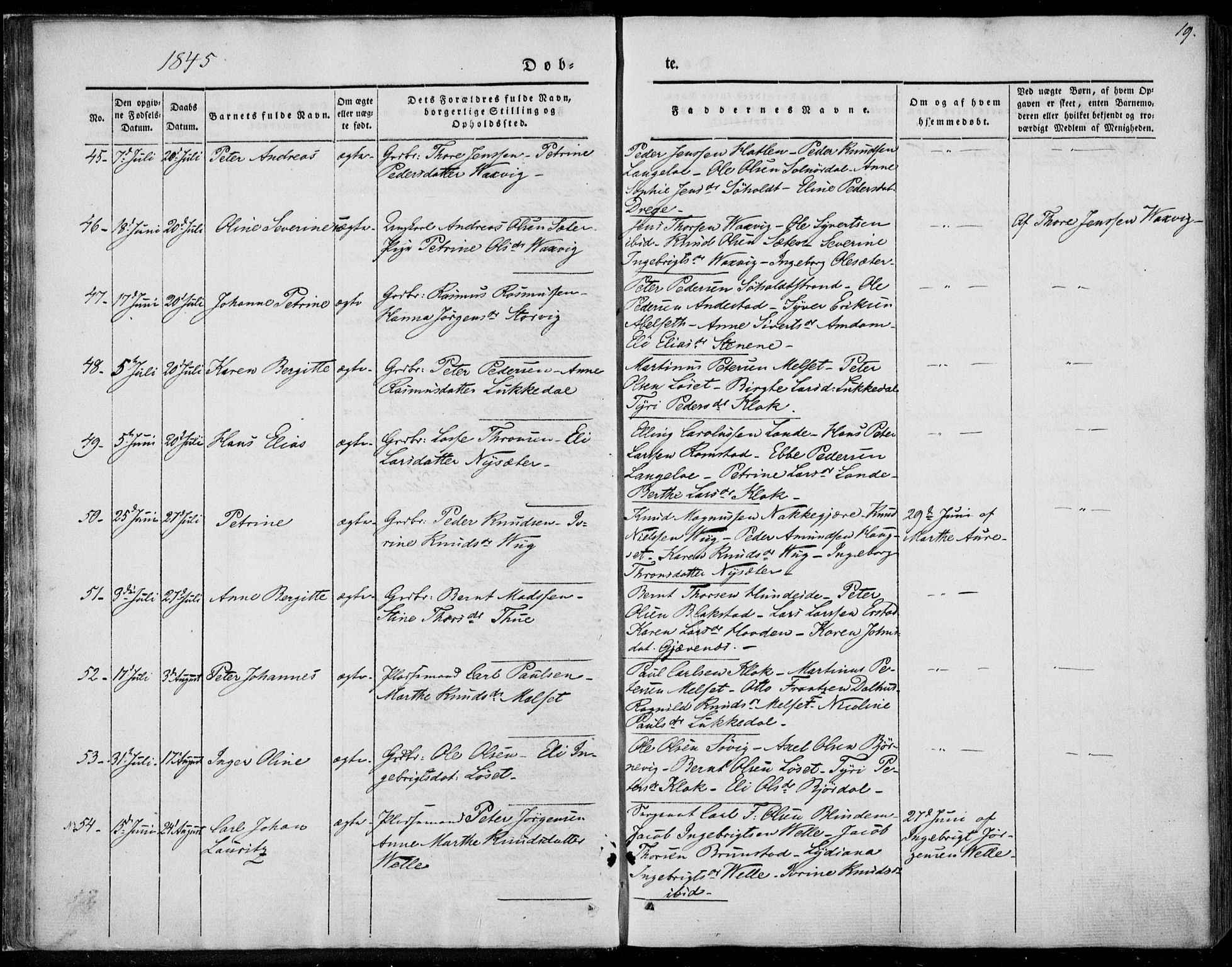 Ministerialprotokoller, klokkerbøker og fødselsregistre - Møre og Romsdal, AV/SAT-A-1454/522/L0312: Parish register (official) no. 522A07, 1843-1851, p. 19