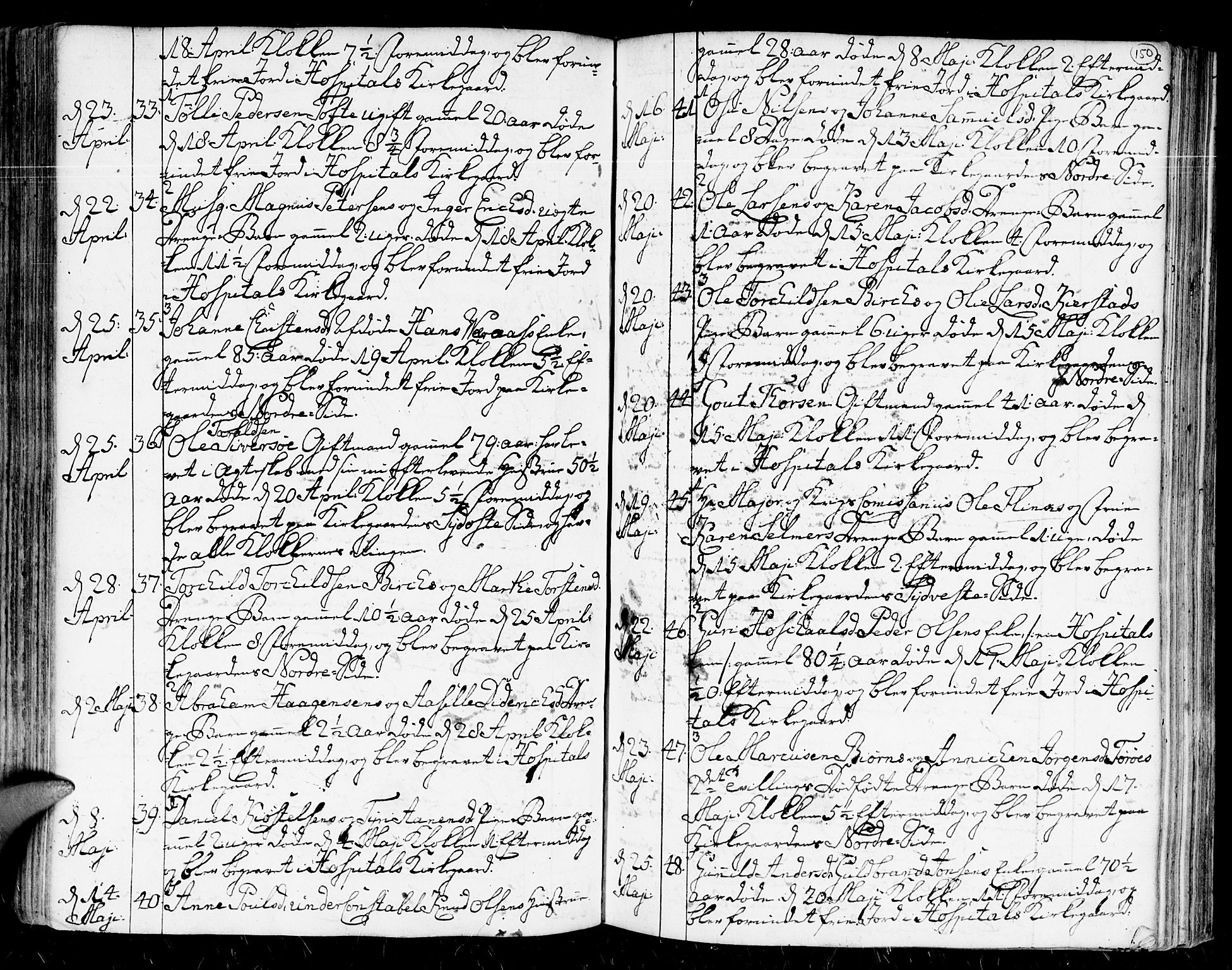 Kristiansand domprosti, AV/SAK-1112-0006/F/Fa/L0004: Parish register (official) no. A 4, 1762-1794, p. 150