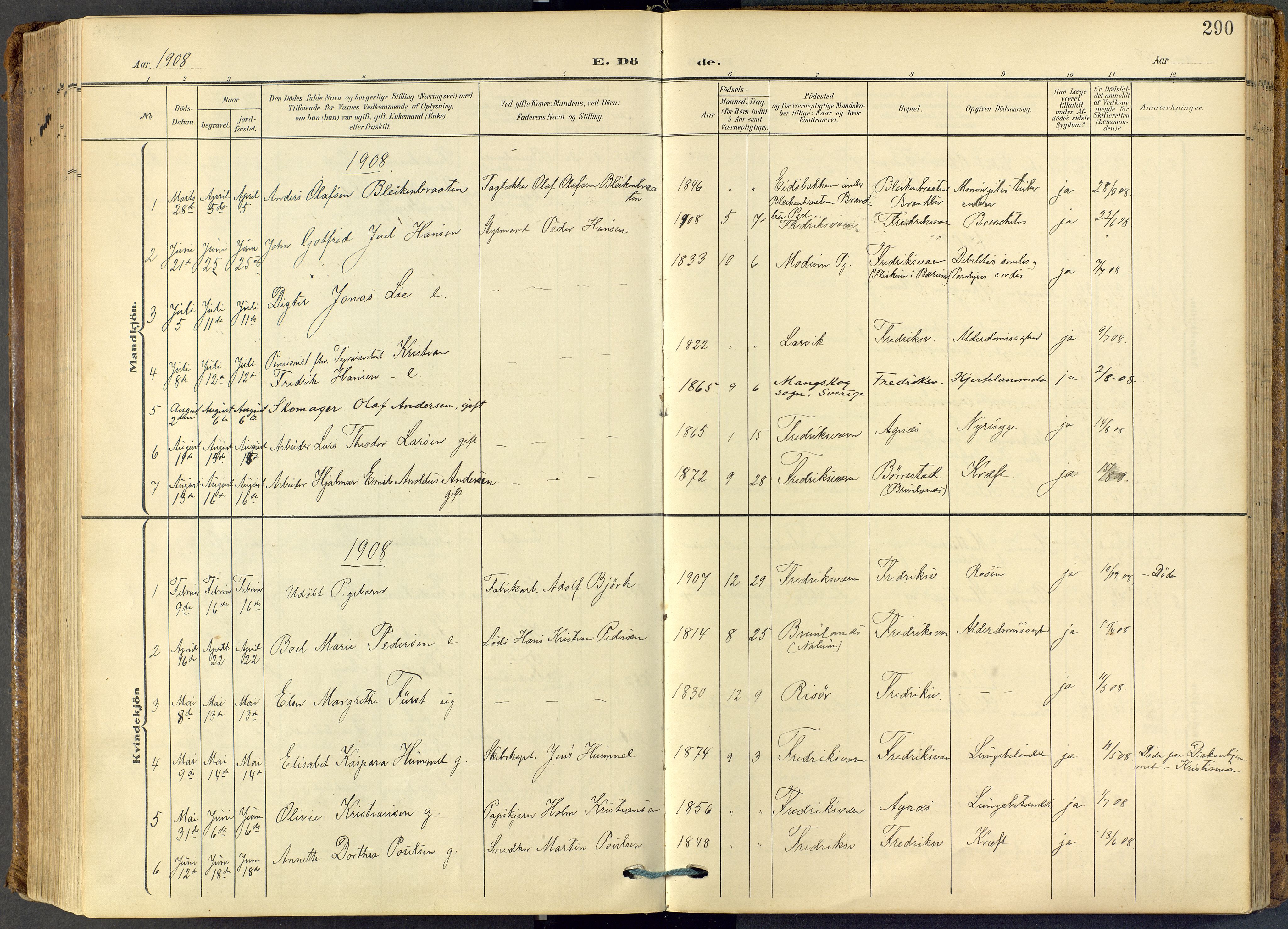 Stavern kirkebøker, SAKO/A-318/F/Fa/L0009: Parish register (official) no. 9, 1906-1955, p. 290