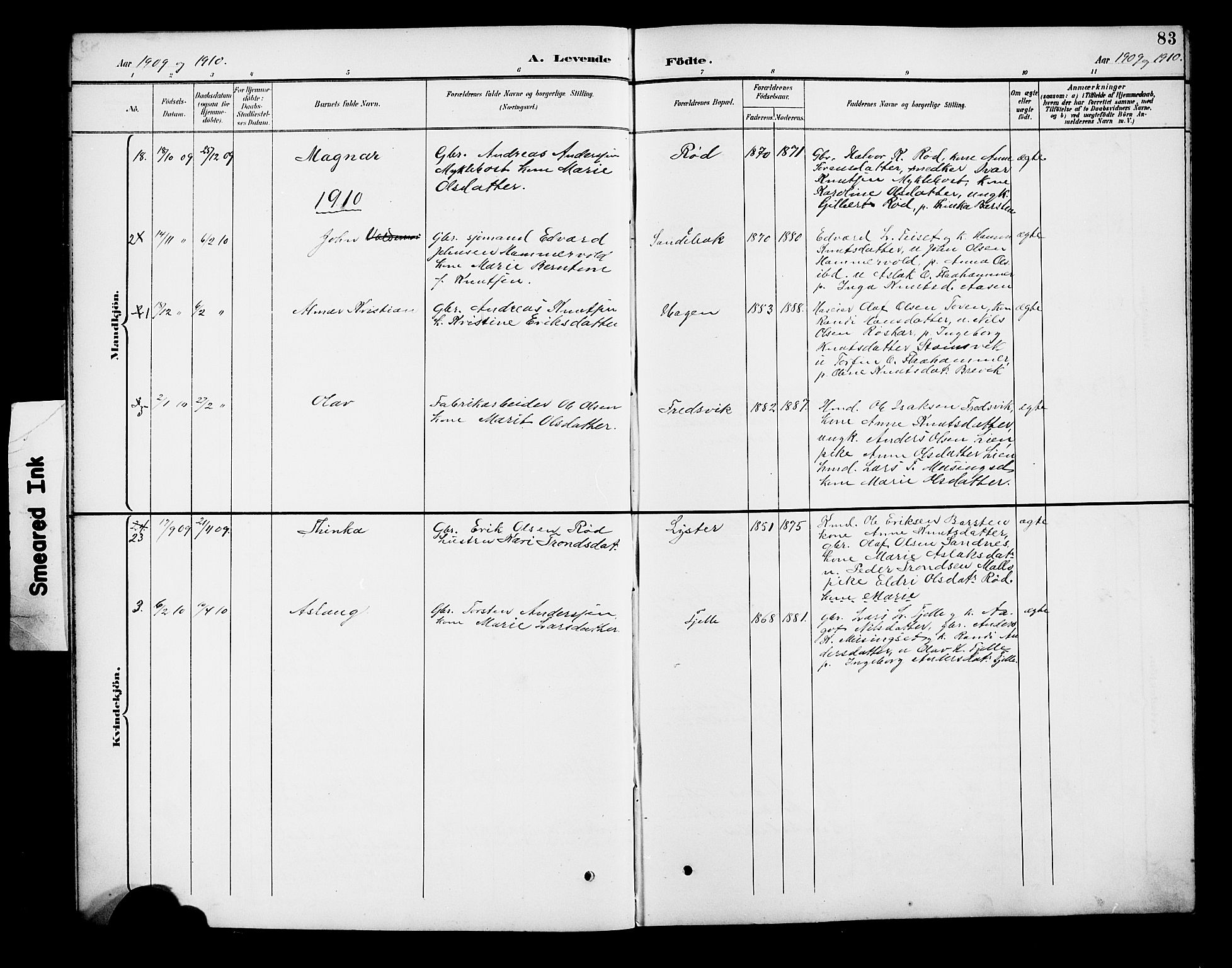 Ministerialprotokoller, klokkerbøker og fødselsregistre - Møre og Romsdal, SAT/A-1454/551/L0632: Parish register (copy) no. 551C04, 1894-1920, p. 83