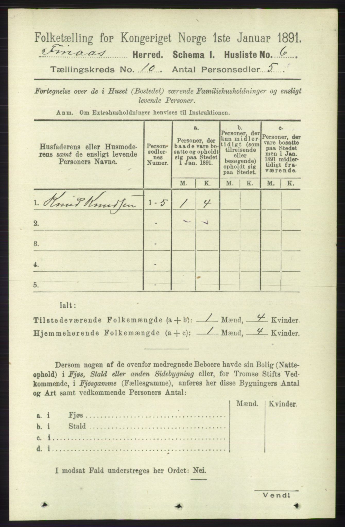 RA, 1891 census for 1218 Finnås, 1891, p. 4427