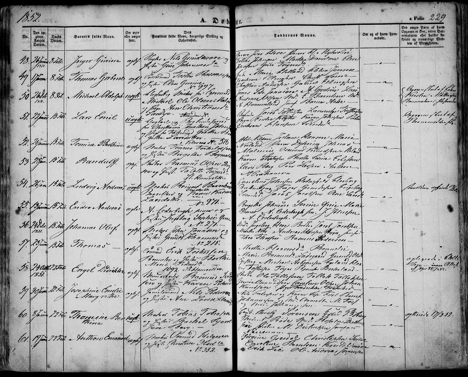 Domkirken sokneprestkontor, SAST/A-101812/001/30/30BA/L0016: Parish register (official) no. A 15, 1844-1854, p. 229